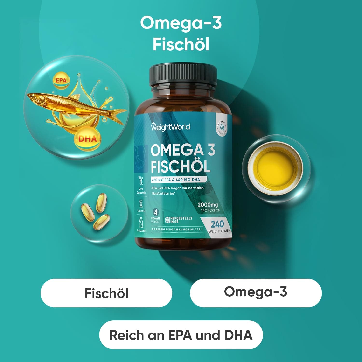 WeightWorld Omega 3 Fish Oil 2000mg – Bild 2