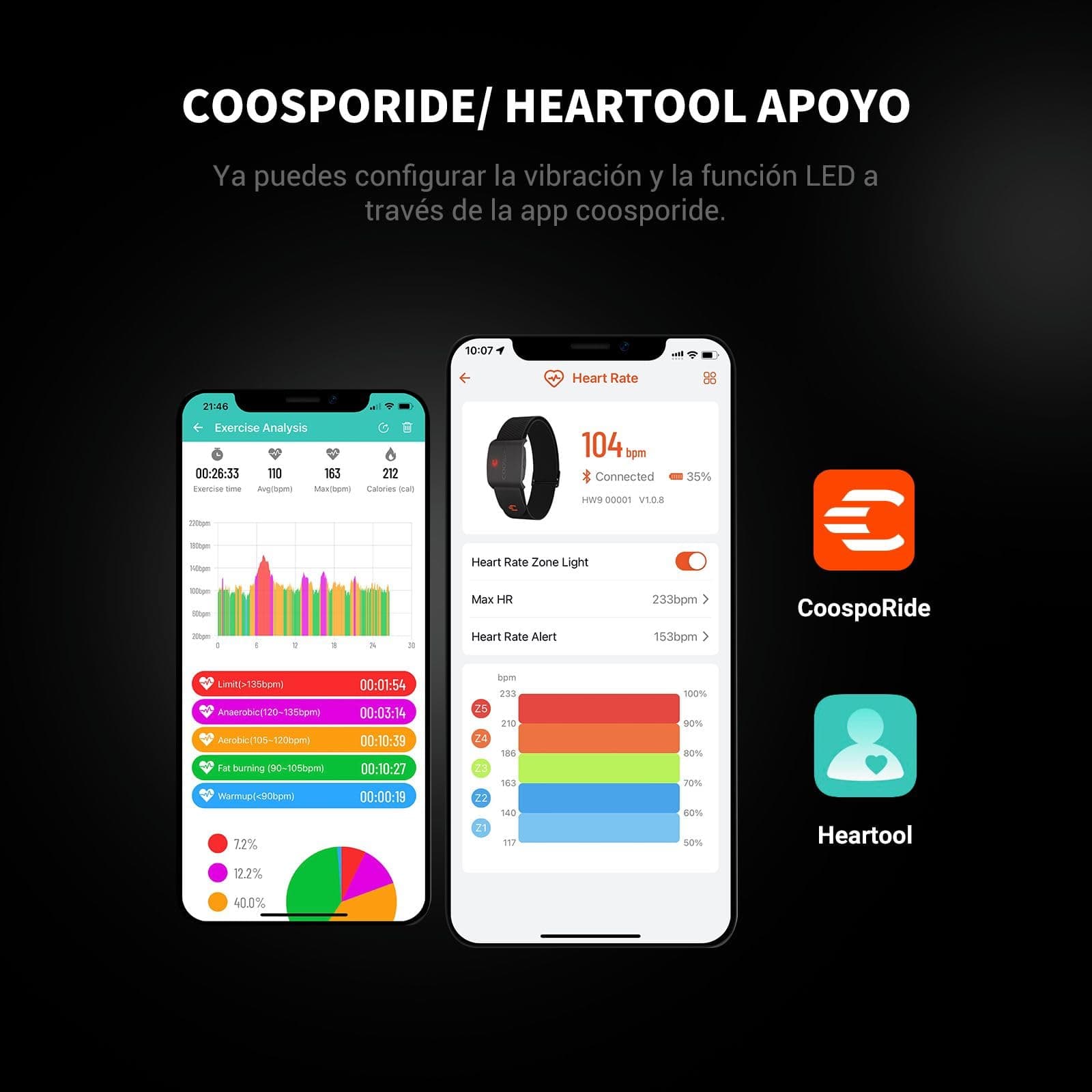 CooSpo HW9 Cardiofréquencemètre Bracelet Bluetooth 5.0 Ant+ – Bild 5