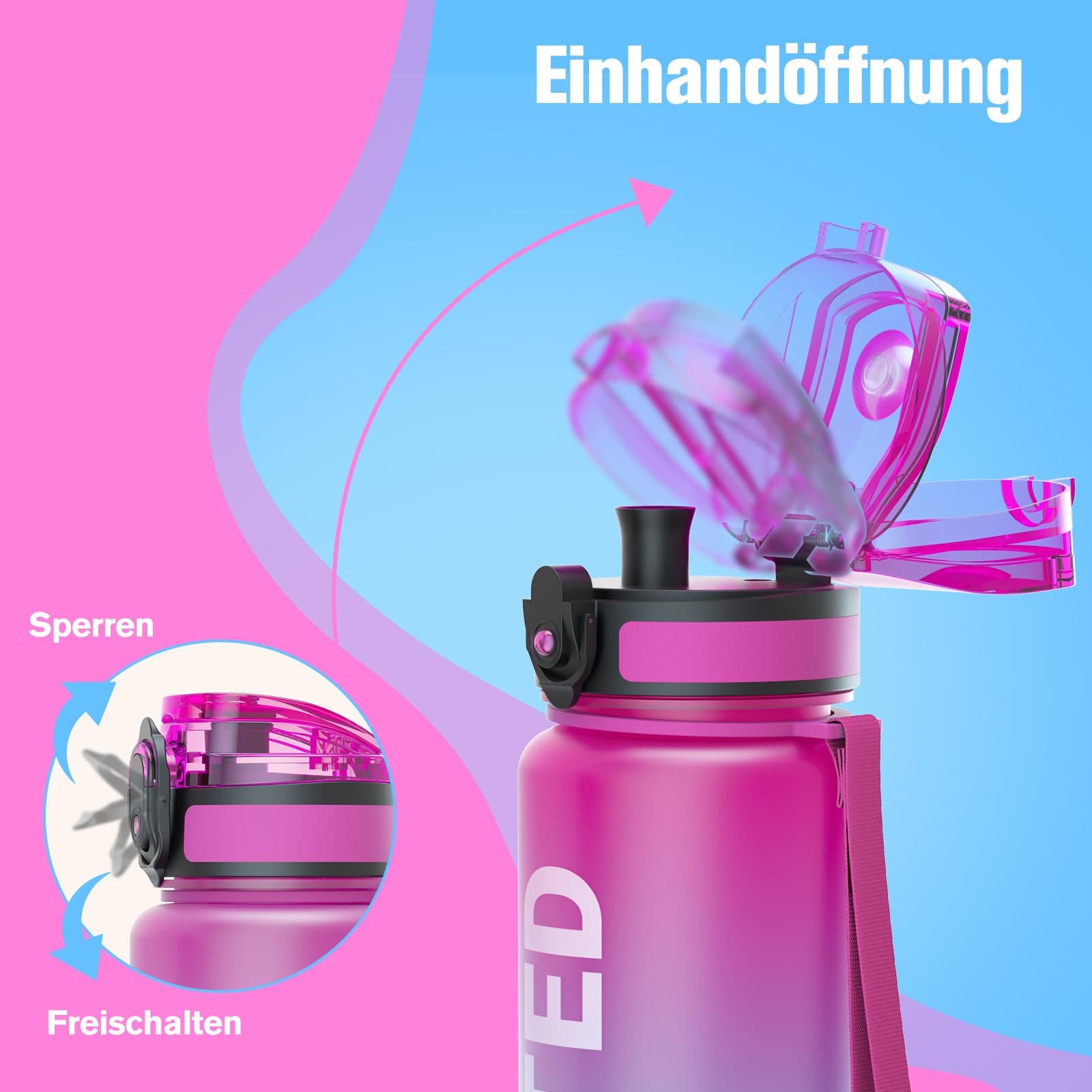 Sahara Sailor Trinkflasche, Sport Trinkflasche, [BPA-frei Tritan] 1L – Bild 3
