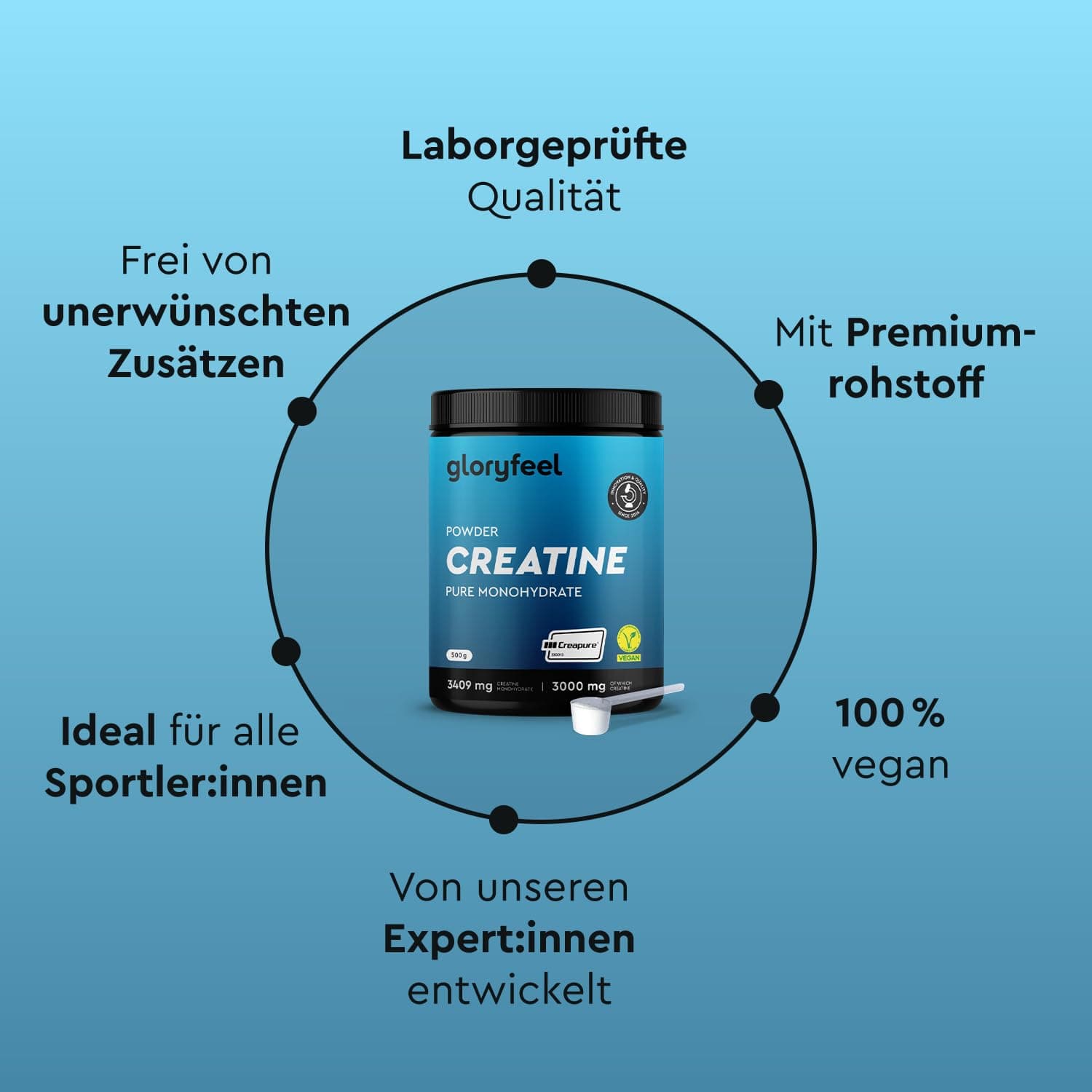 Gloryfeel Creatin Monohydrat 500g – Bild 3