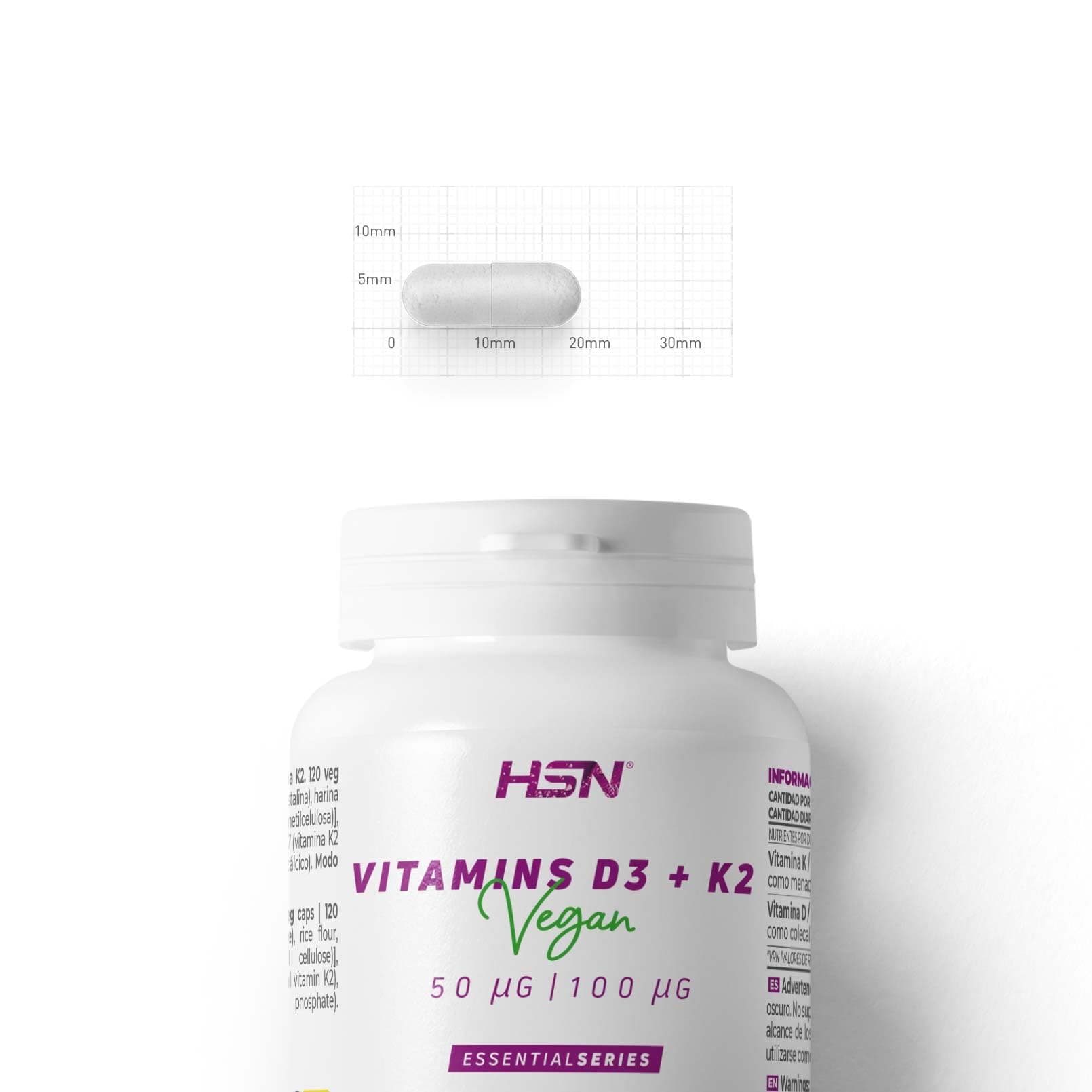 HSN Vitamina D3 + K2 Vegana (2000UI + 100mcg) | 120 cápsulas – Bild 3