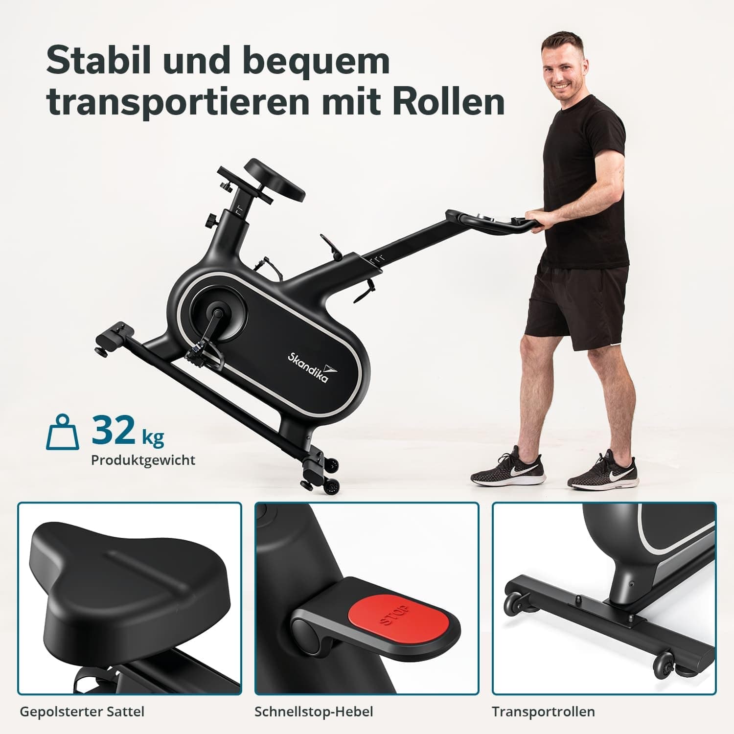 Skandika Heimtrainer Fahrrad Cykling P12-H | 32 Stufen, Magnetbremssystem, 12 kg – Bild 7