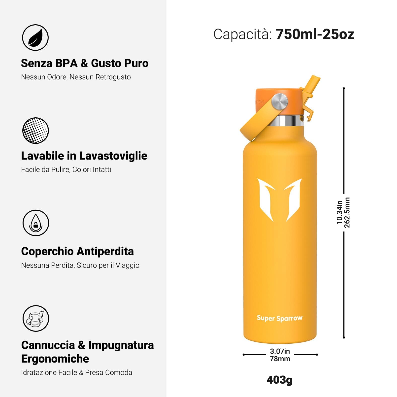 Super Sparrow Borraccia Termica, Acciaio Inox Bottiglia Termica - 750ml – Bild 3