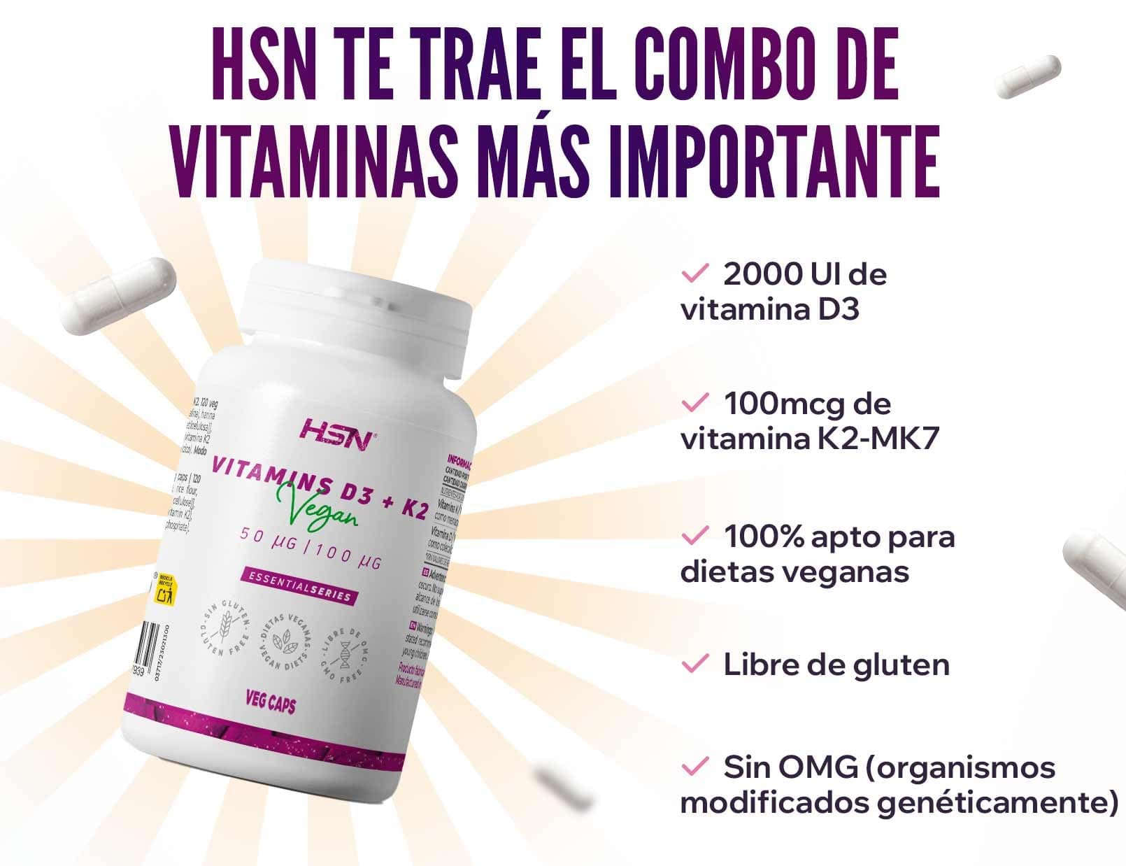 HSN Vitamina D3 + K2 Vegana (2000UI + 100mcg) | 120 cápsulas – Bild 5
