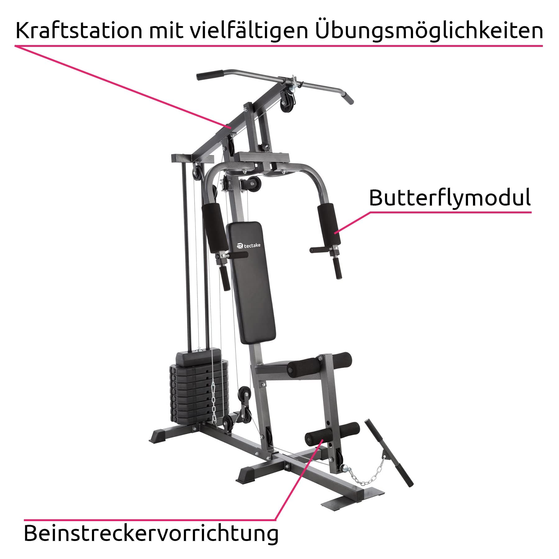 tectake 800546 Kraftstation Fitnessstation Heimtrainer – Bild 4