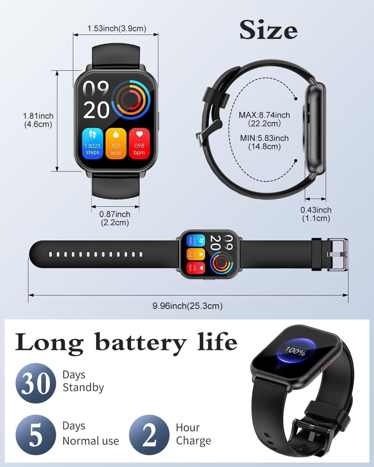 RUIMEN Montre Connectée Homme Femme avec Appel Bluetooth – Bild 8