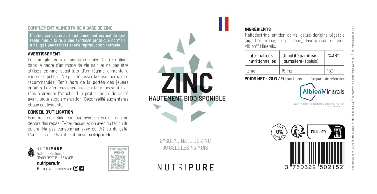 NUTRIPURE | Zinc Bisglycinate 15 mg – Bild 6