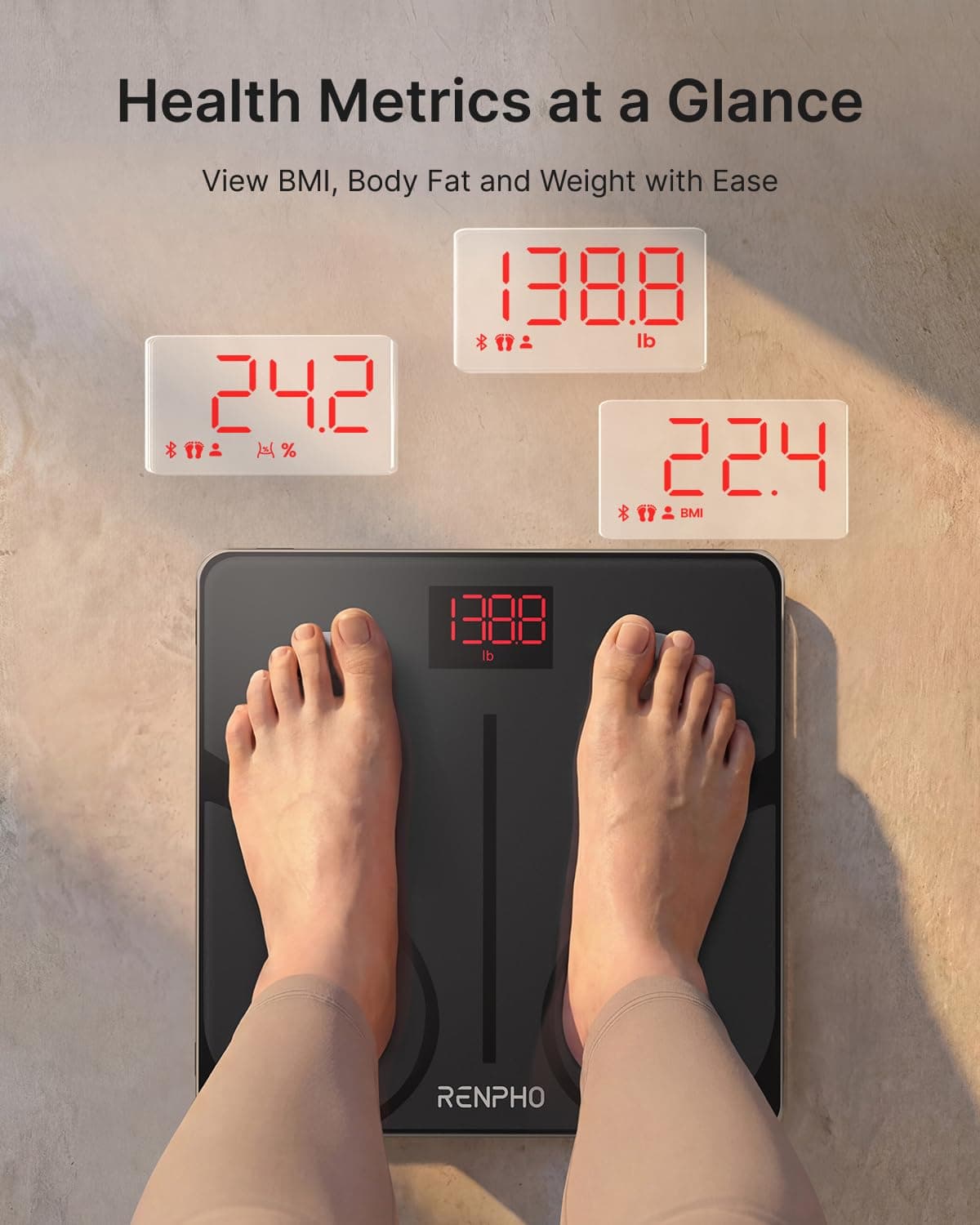 RENPHO Personenwaage Körperfettwaage, Waage Personen mit App 180 kg – Bild 2