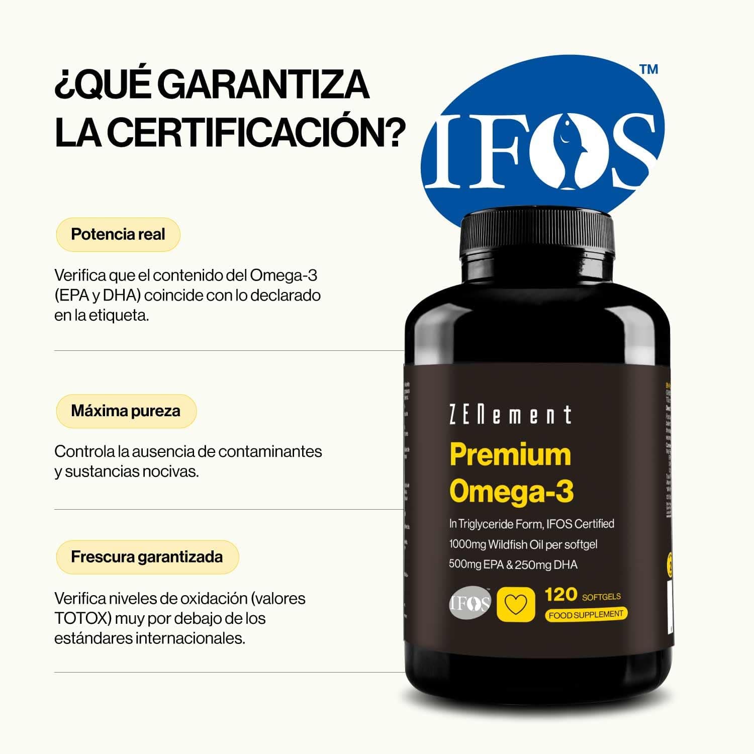 Zenement Premium Omega 3 IFOS Triglicéridos para Óptima Absorción – 1000 mg – Bild 3
