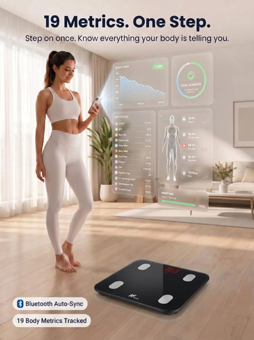 HomeFashion HFitness 19 Metrics Body Composition Smart Scale Bathroom – Bild 3