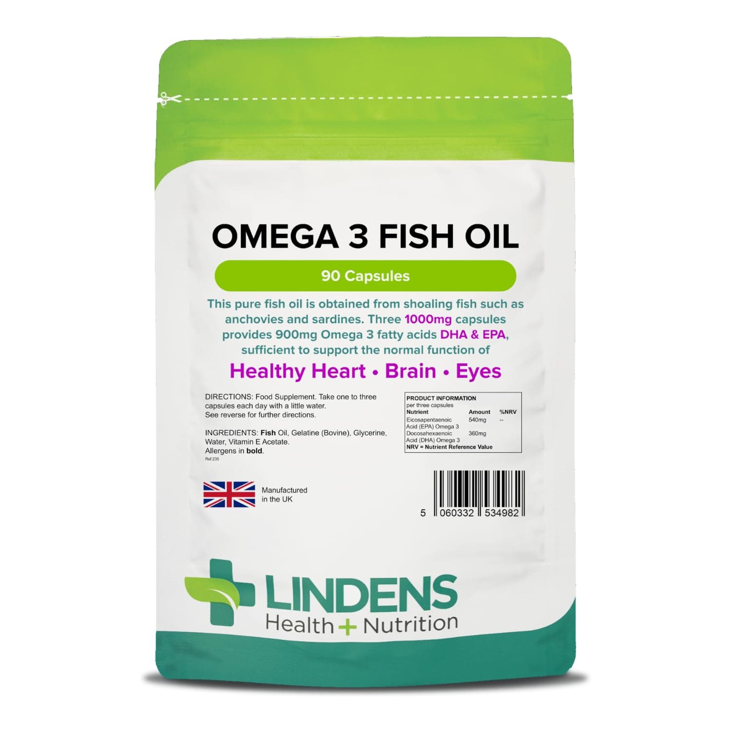 Lindens Omega 3 Fish Oil Capsules