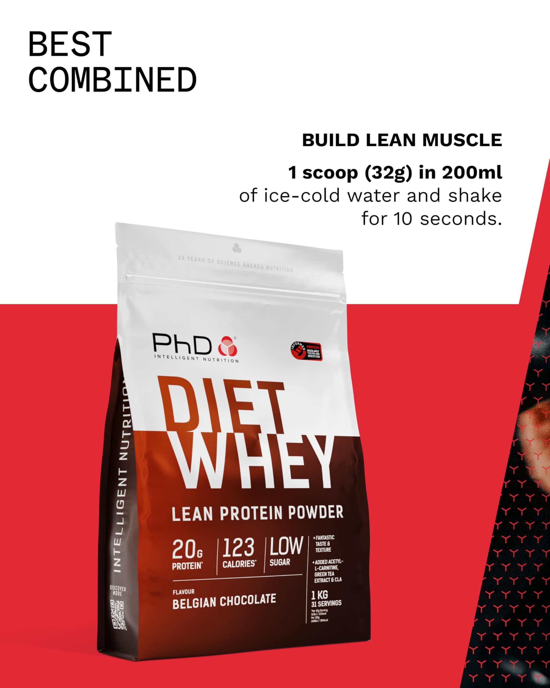 PhD Nutrition Diet Whey Lean Protein Powder, Belgian Chocolate Whey Protein Powder, 1kg – Bild 4