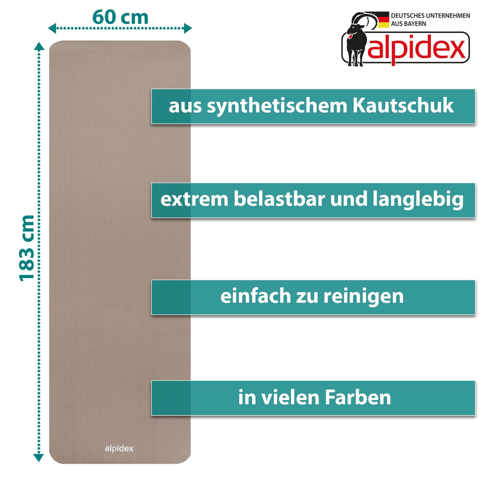 ALPIDEX Yogamatte 183 x 60 x 0.8 cm Phthalatfreie Fitness – Bild 4