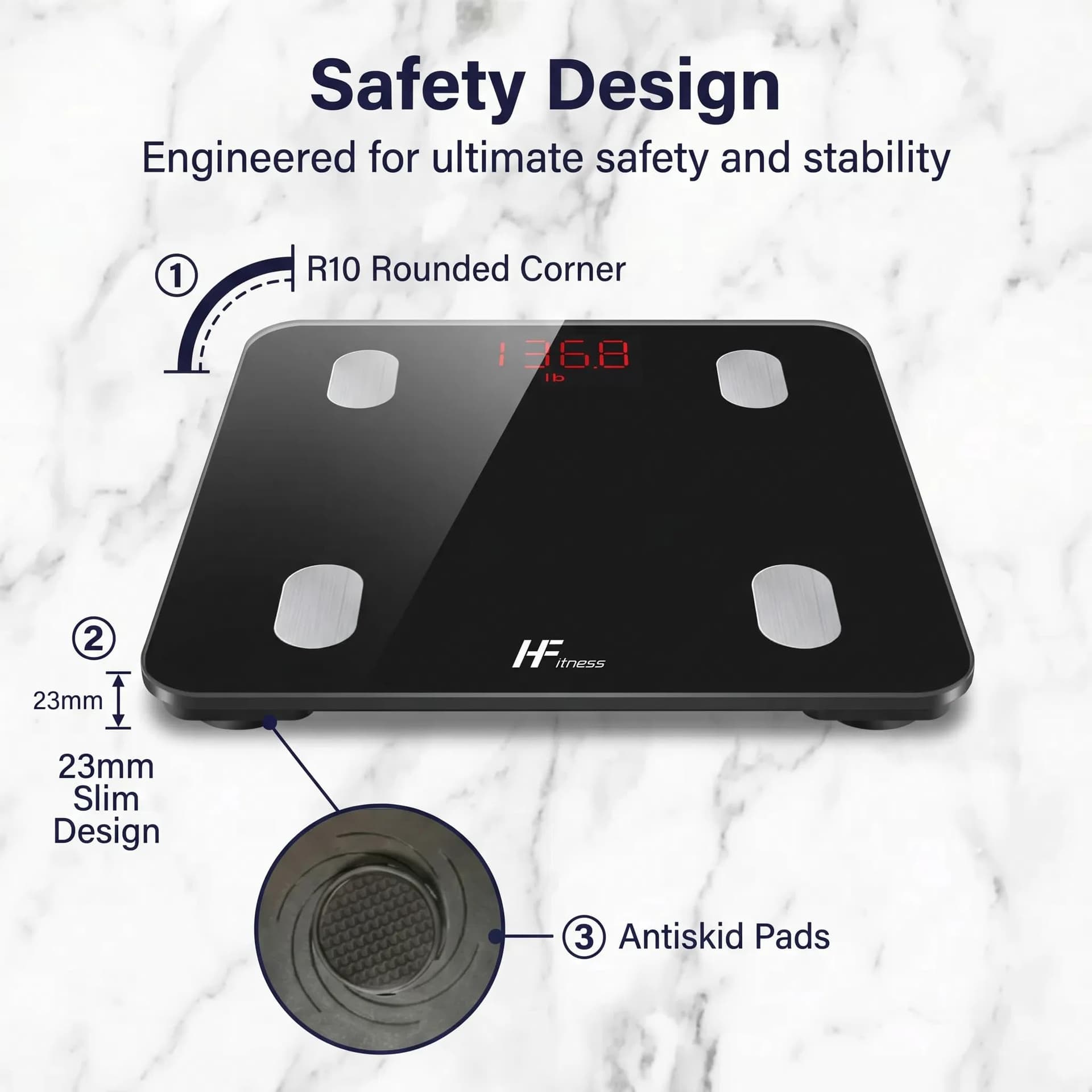 HomeFashion HFitness 19 Metrics Body Composition Smart Scale Bathroom – Bild 8