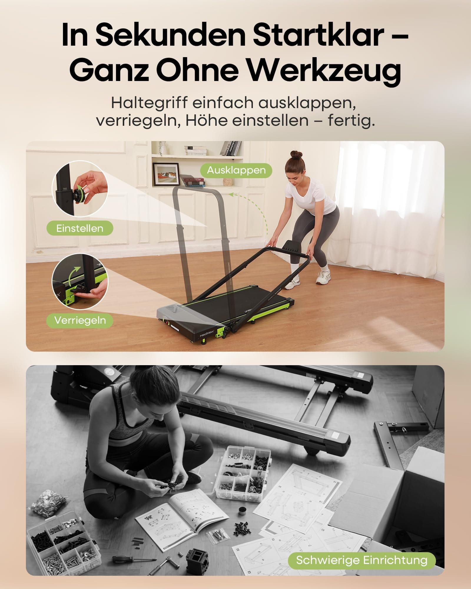 HADMAX Walking Pad mit 10% Steigung 3,0 HP Laufband für – Bild 6