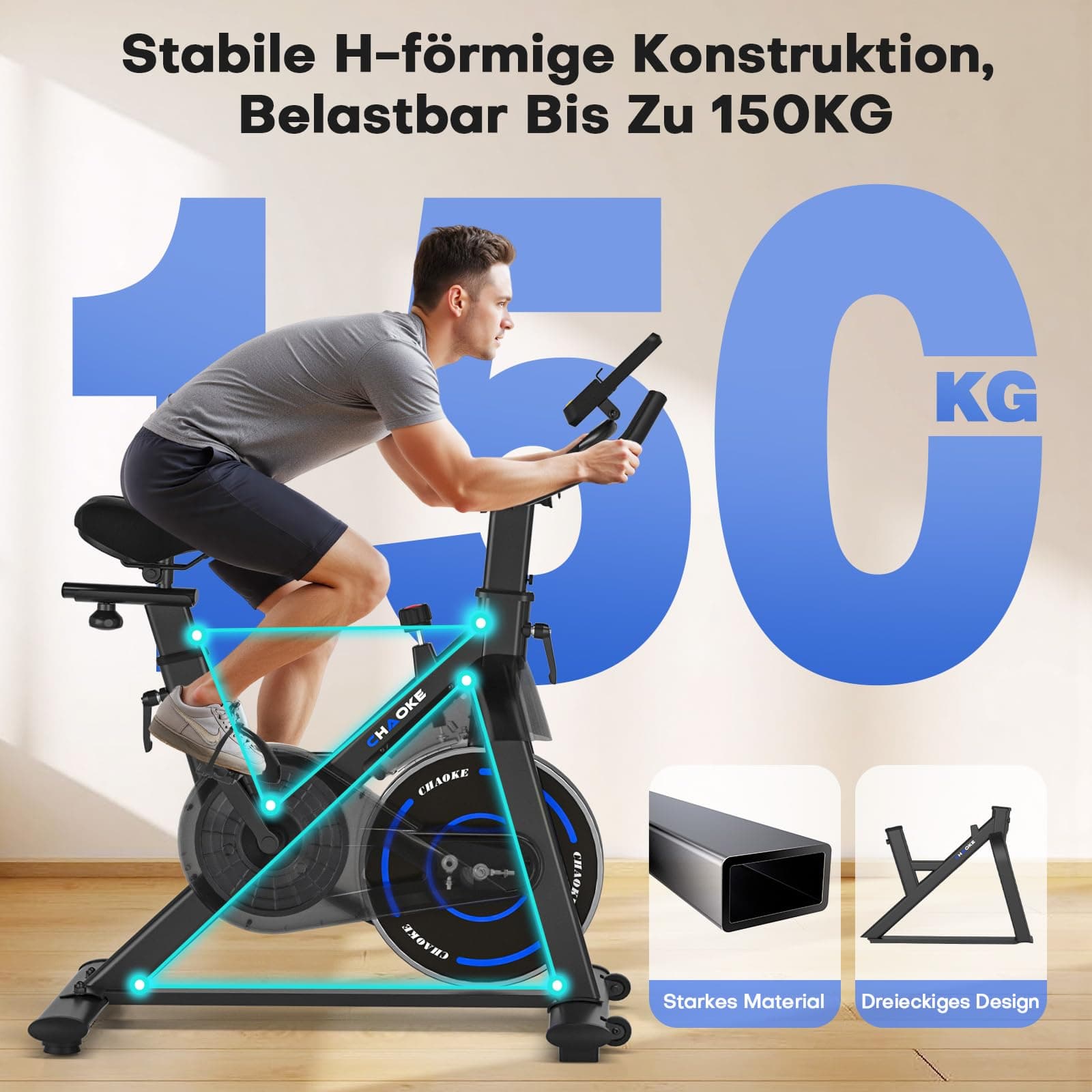 CHAOKE [UPGRADE] Heimtrainer Fahrrad mit APP – Bild 6