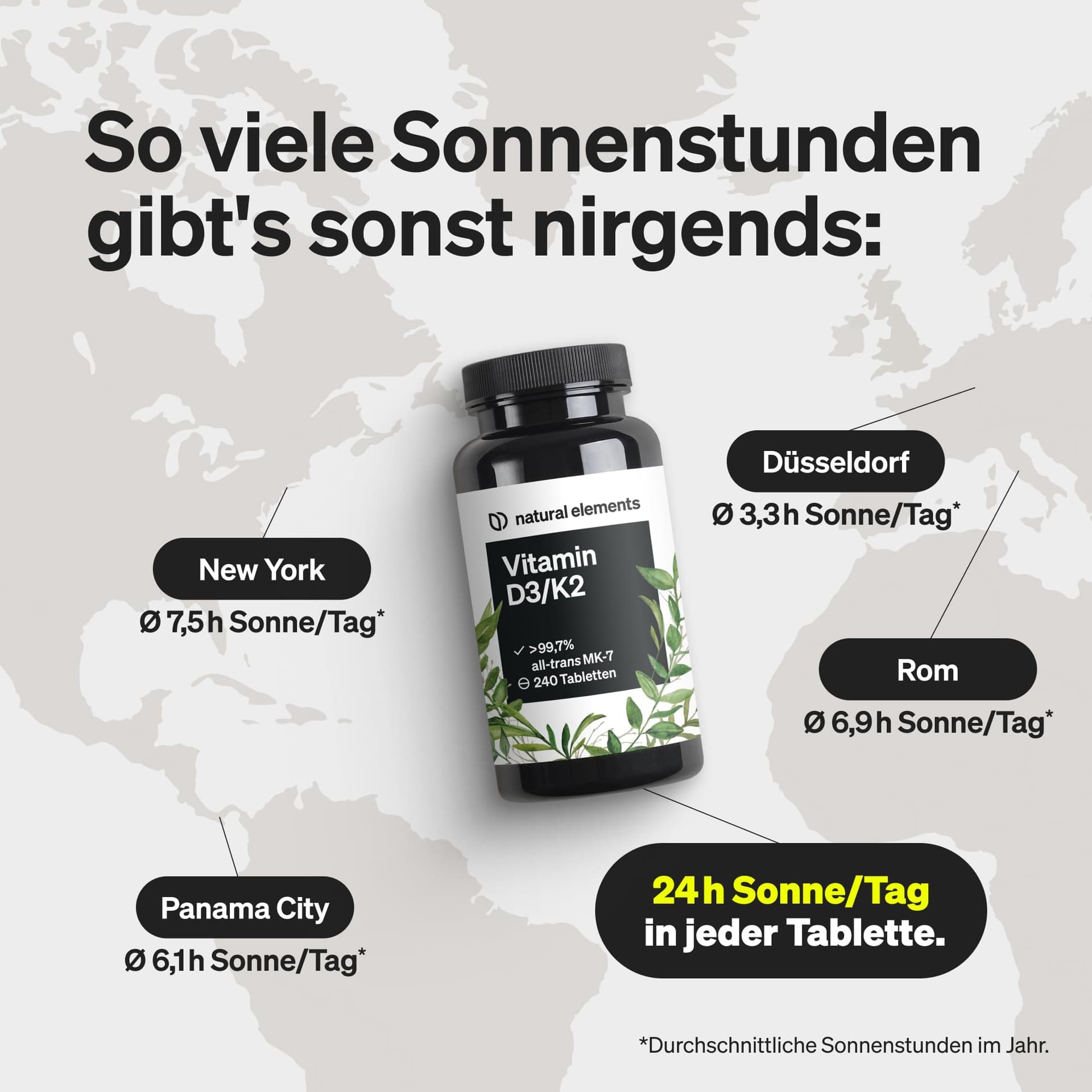 Natural Elements Vitamin D3 + K2 – Bild 2