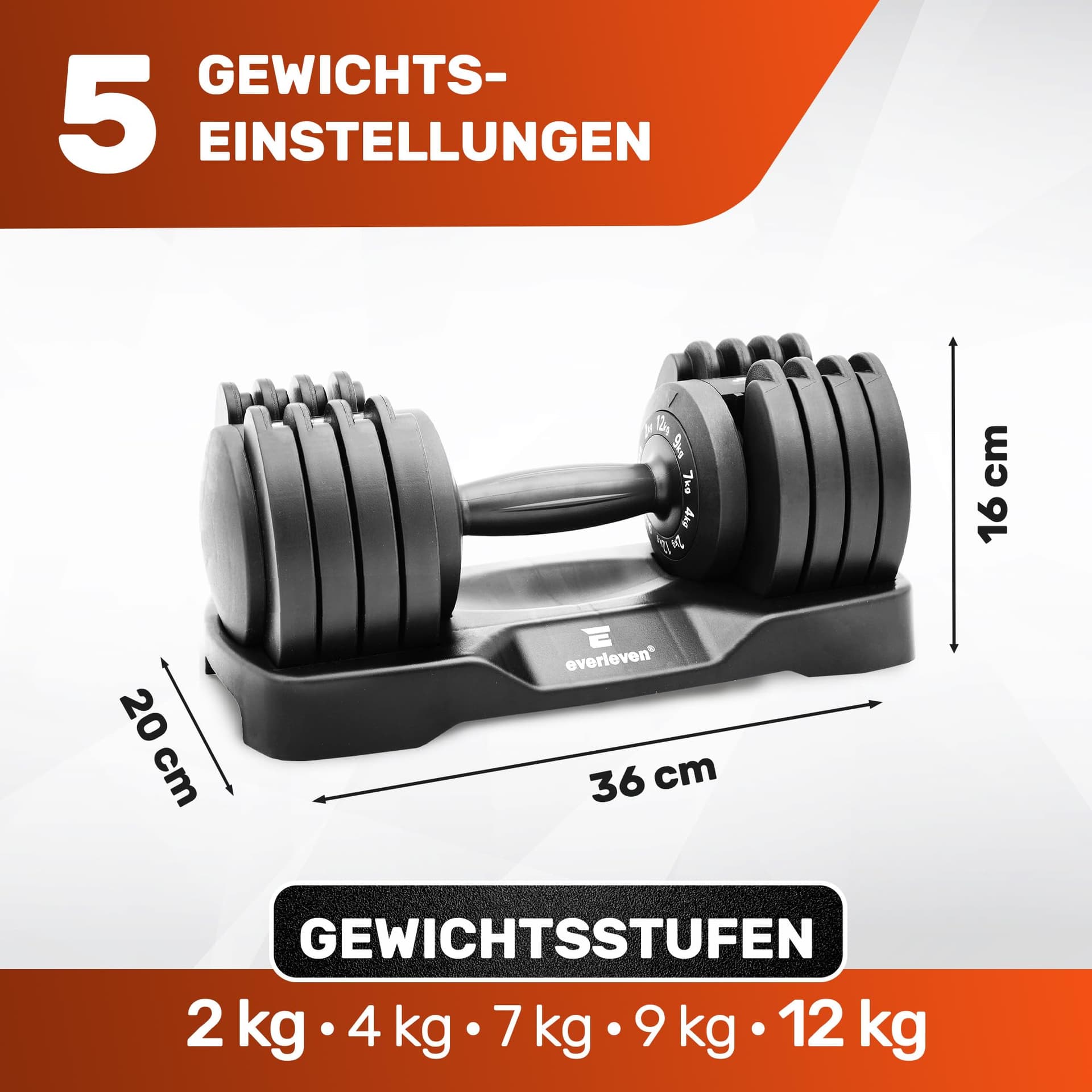 Verstellbare Kurzhantel Set 2x12kg – Bild 6