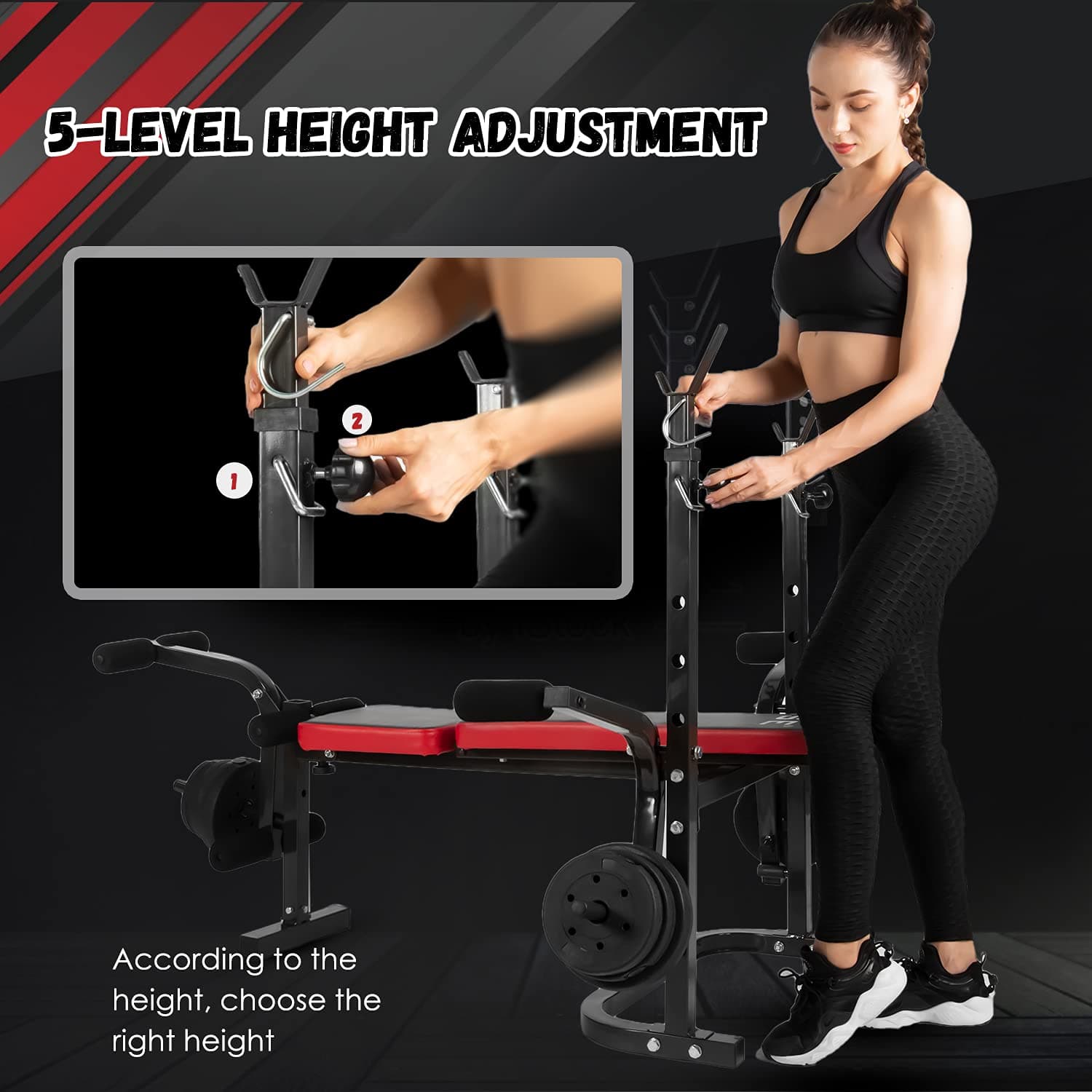ISE Banco de Musculación Multifuncional Inclinable para – Bild 5