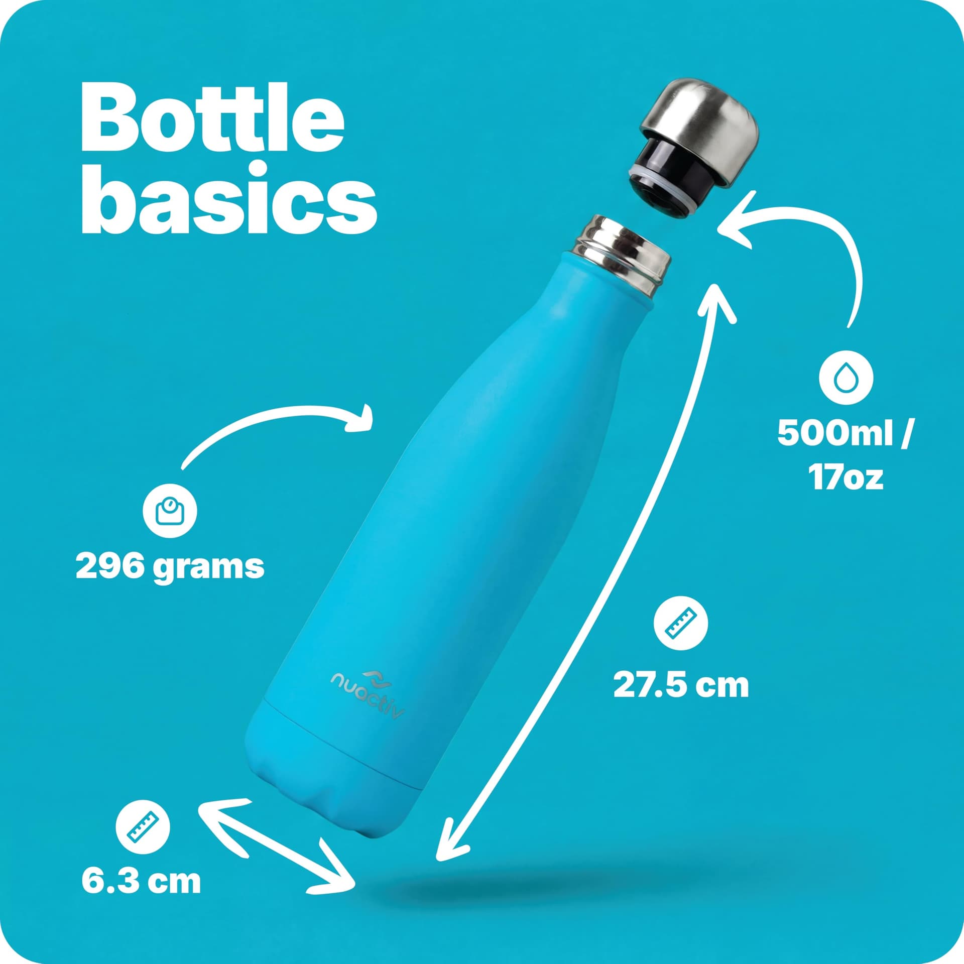 Nuactiv Stainless Steel Water Bottle 500ml – Bild 2