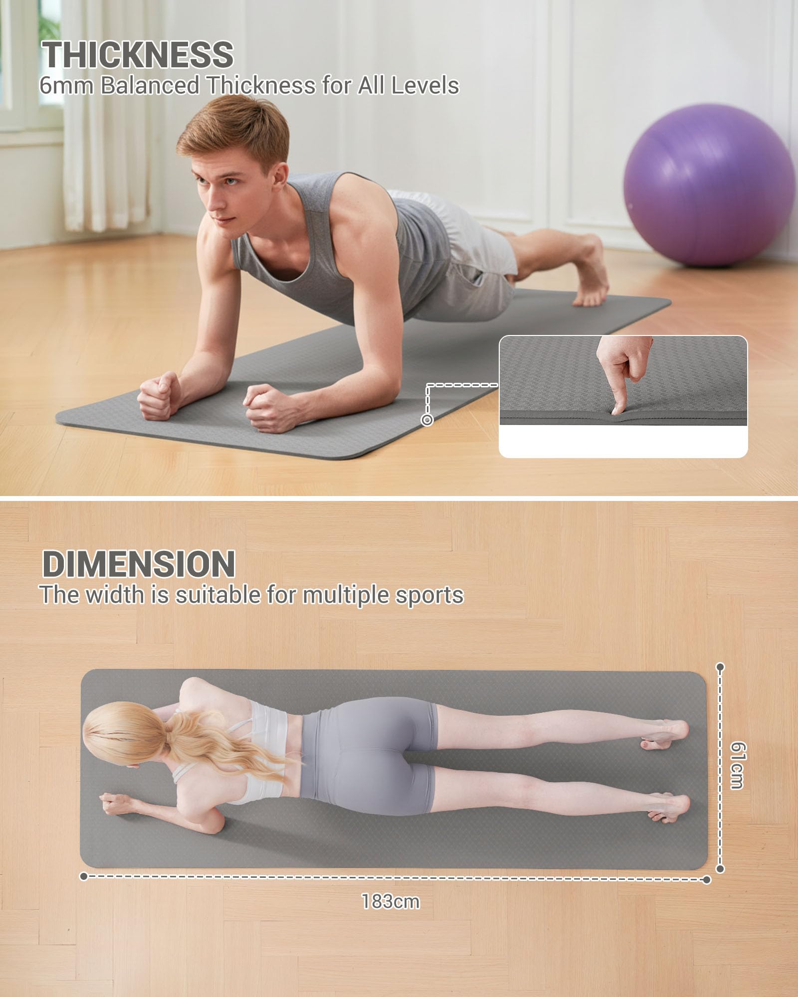 Narwhal Good Nite Tapis de Yoga de Gymnastique de Exercice Fitness – Bild 2