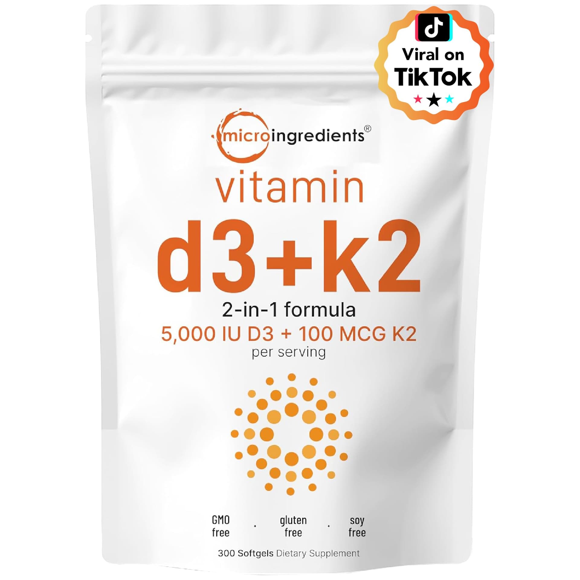 Micro Ingredients Vitamin D3 5,000 IU + K2 MK-7 100 mcg
