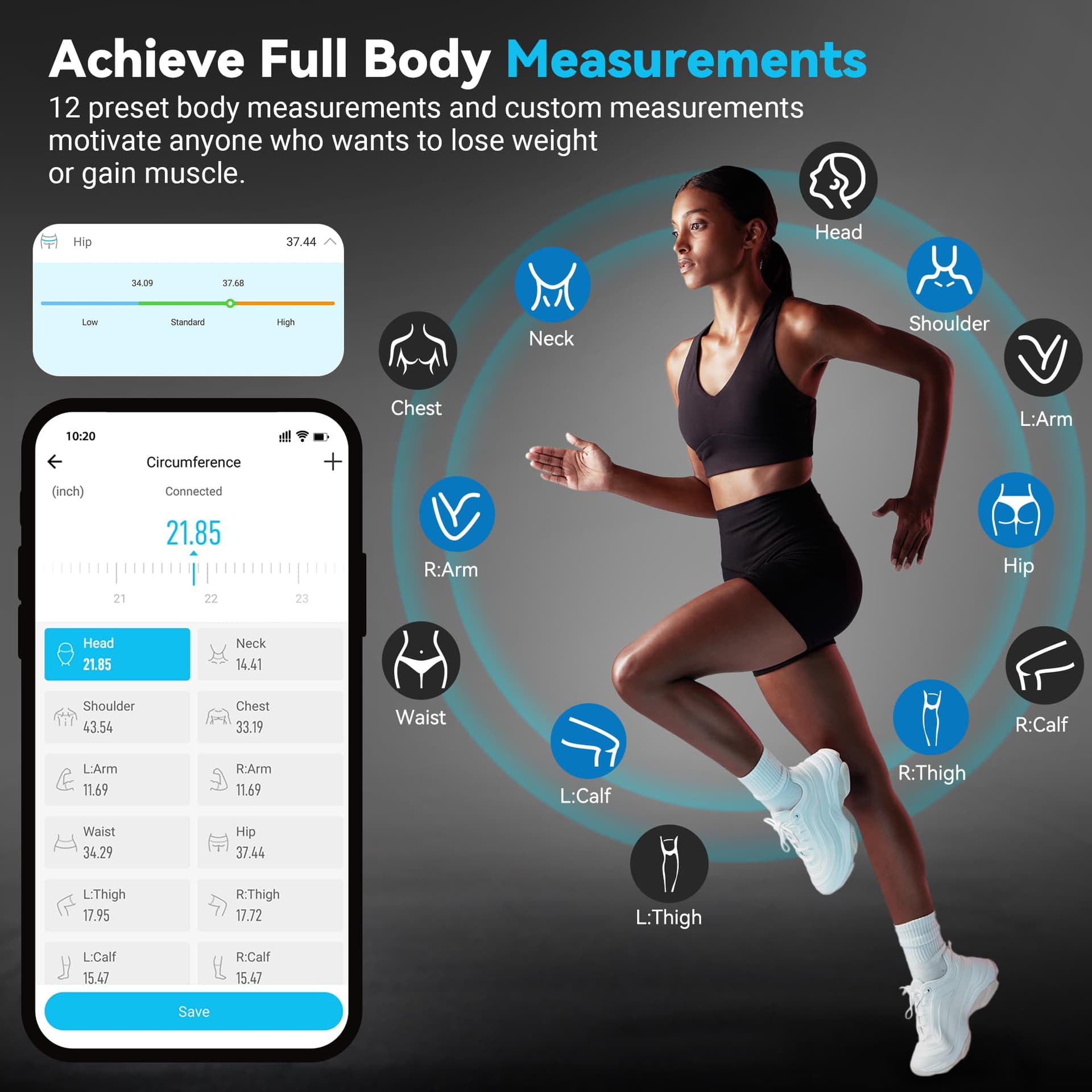 ABLEGRID Smart Body Tape Measure Rechargeable,Digital Body – Bild 3