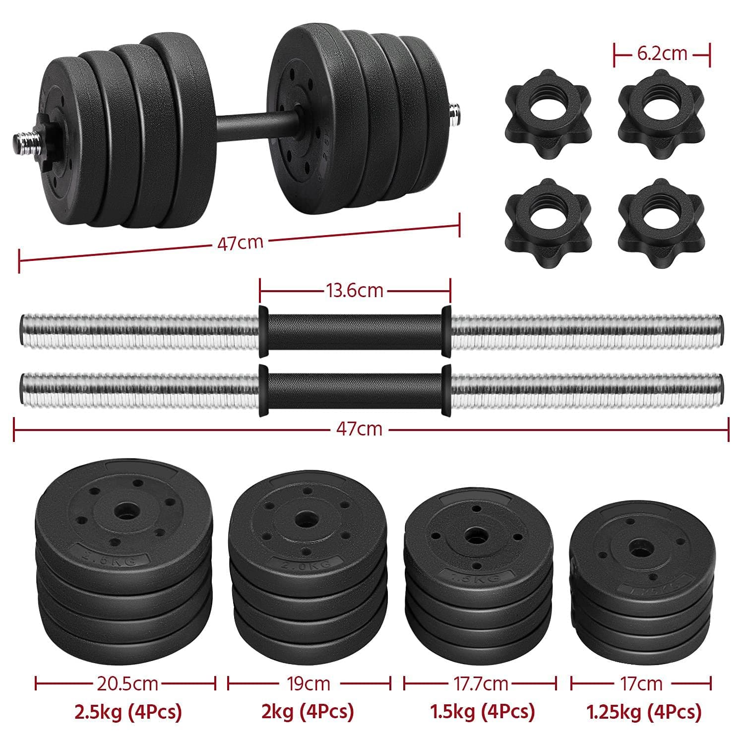 Yaheetech Hanteln Set Kurzhanteln 2er Set 30 KG – Bild 4