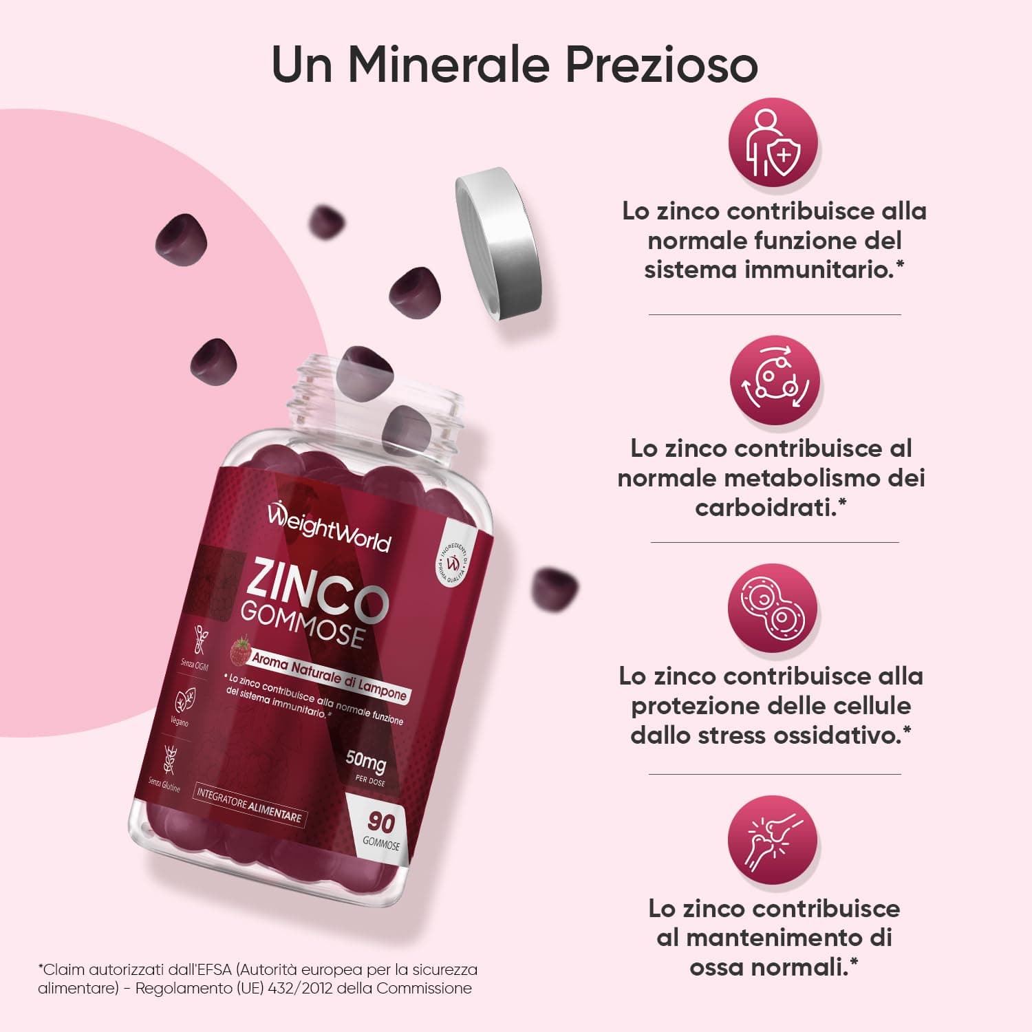 WeightWorld Zinco Integratore 90 Gommose Vegane – Bild 3