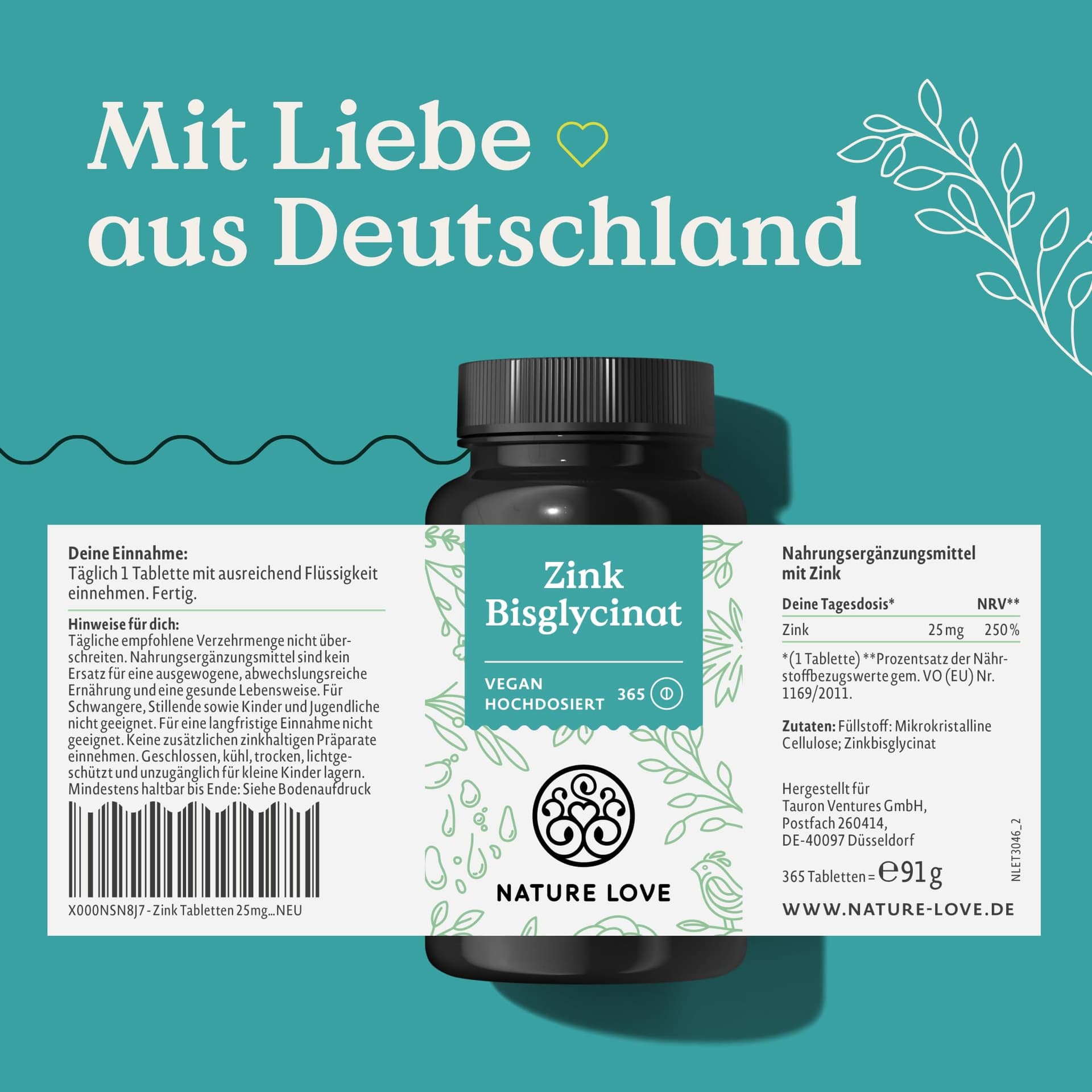 Nature Love ® Zink - 365 Tabletten – Bild 7