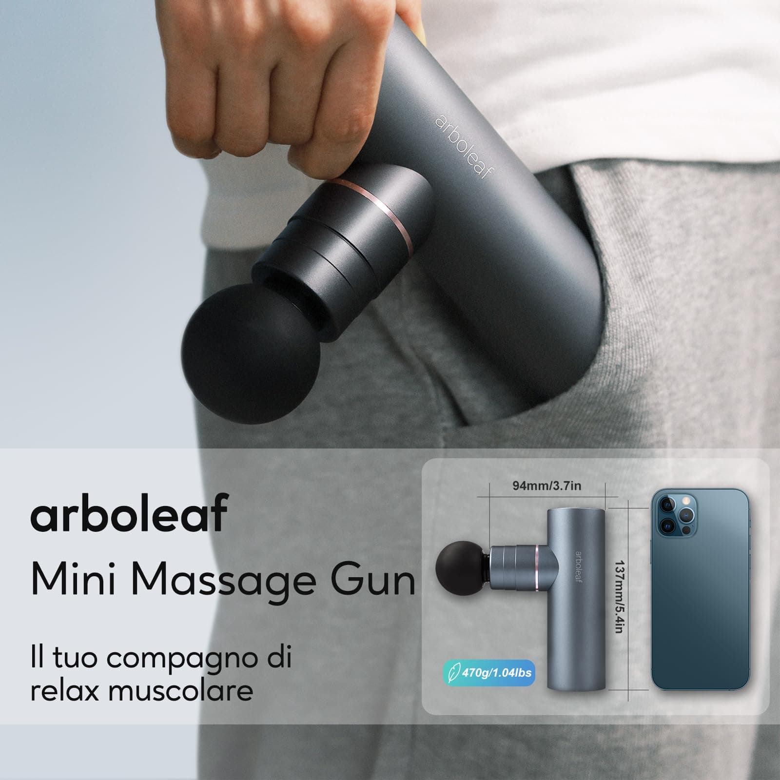 Mini Massagepistole arboleaf Mini Massagepistole Massagegerät Massage gun, 3200rpm 0,47kg – Bild 2