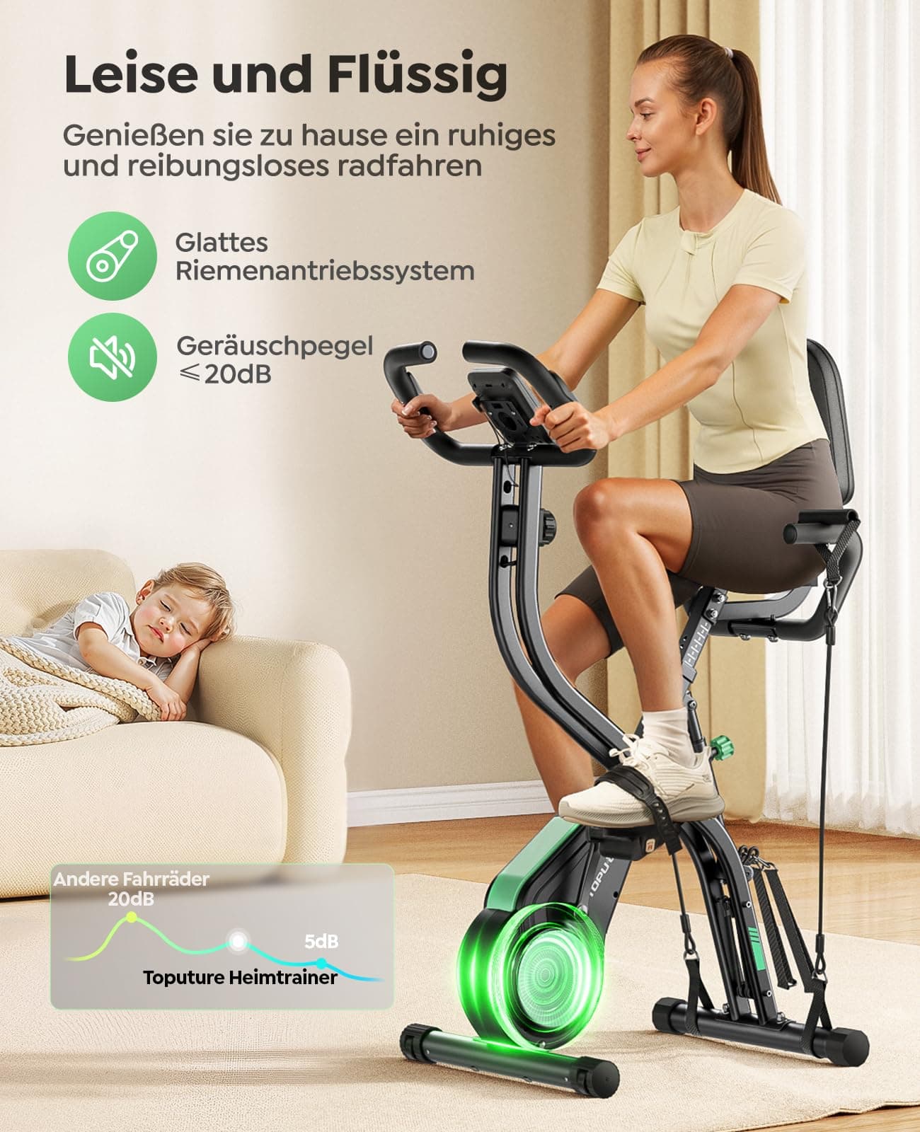 Toputure Neu Toputure Heimtrainer Fahrrad Klappbar mit App – Bild 4