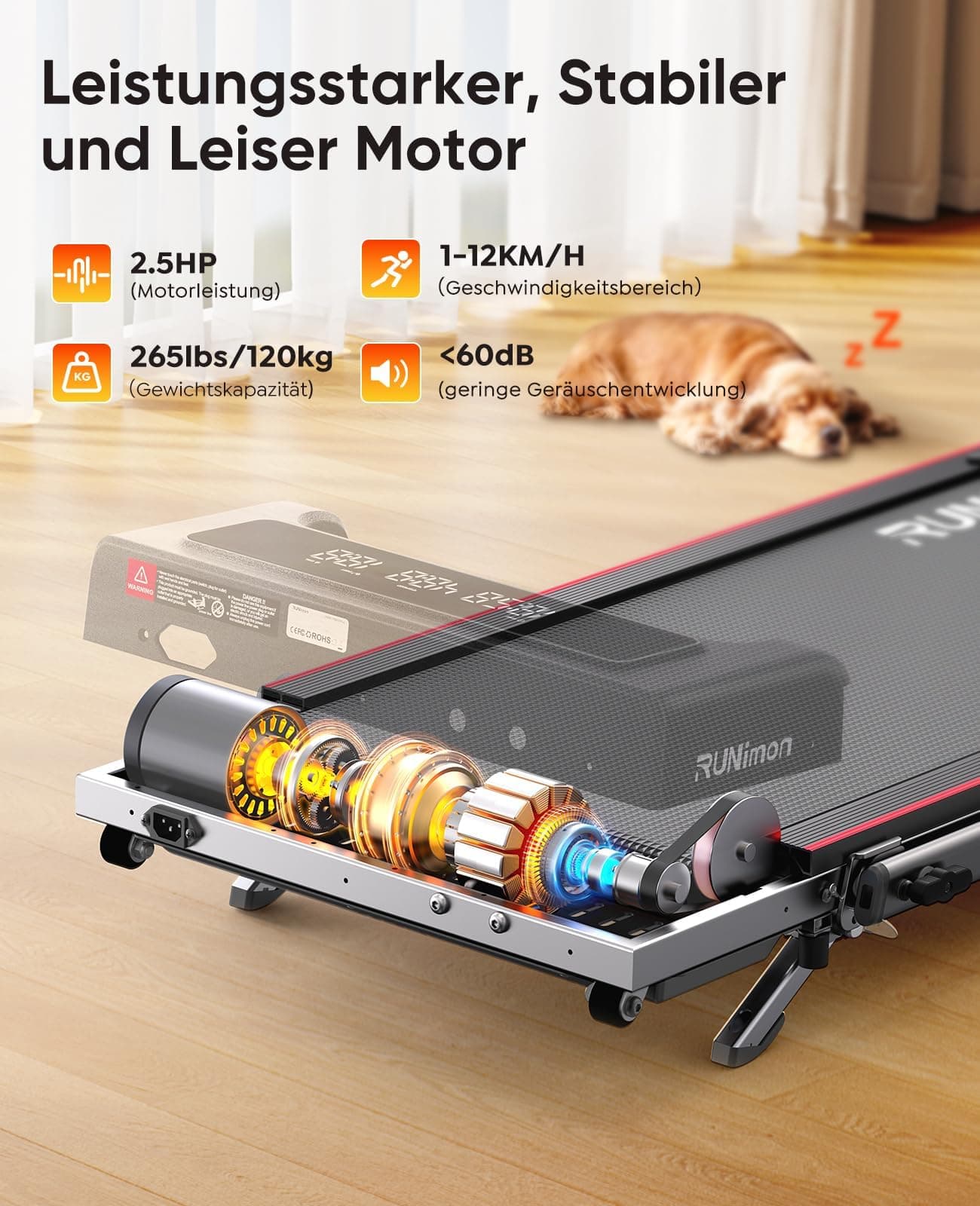 RUNIMON 6 IN 1 Laufband für Zuhause mit Neigung,12km/h Walking Pad – Bild 4