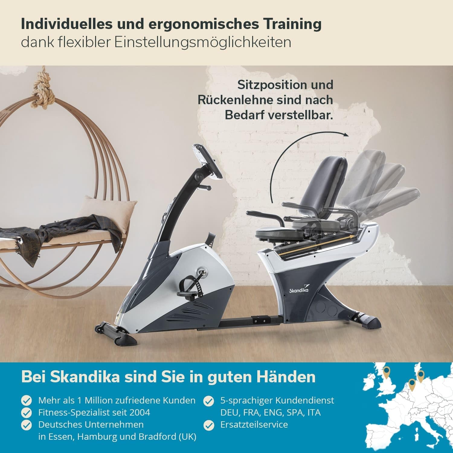 Skandika Liegeergometer Centaurus | Liege-Ergometer mit Trainingscomputer, 13kg – Bild 3