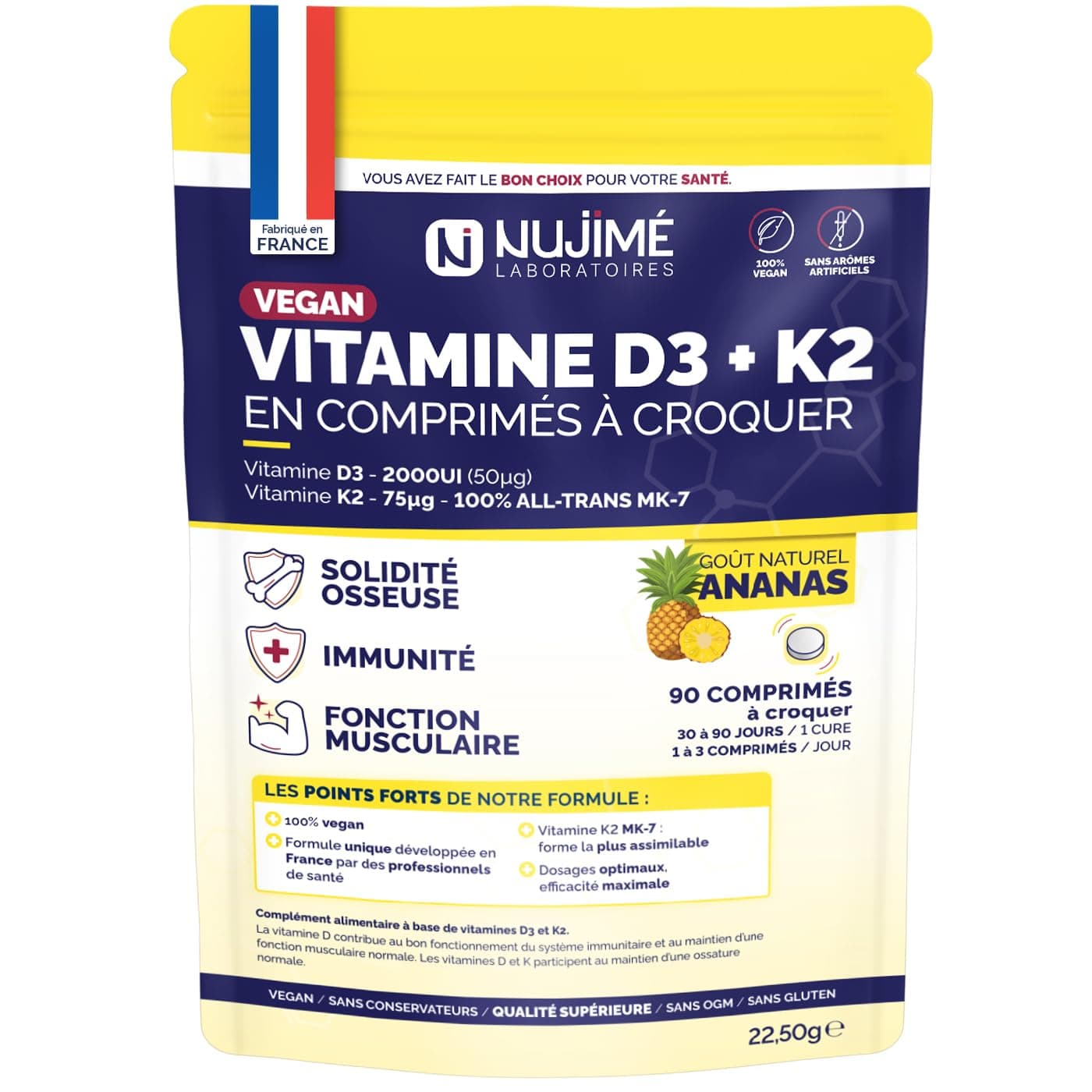 Nujimé Vitamine D3 (2000UI) + K2 (all-trans MK7