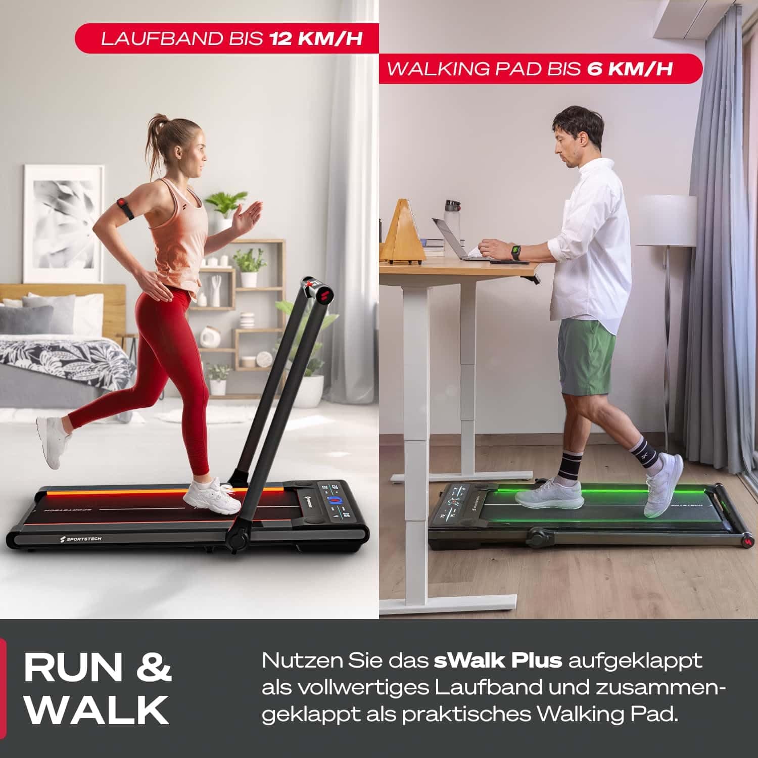 Sportstech sWalk Plus 2in1 Walking Pad klappbar bis 12 km/h – Bild 2
