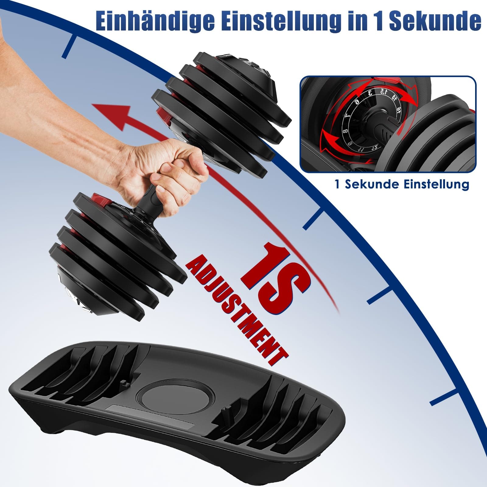 DH FitLife Verstellbare Kurzhantel 18/24 kg – Bild 3