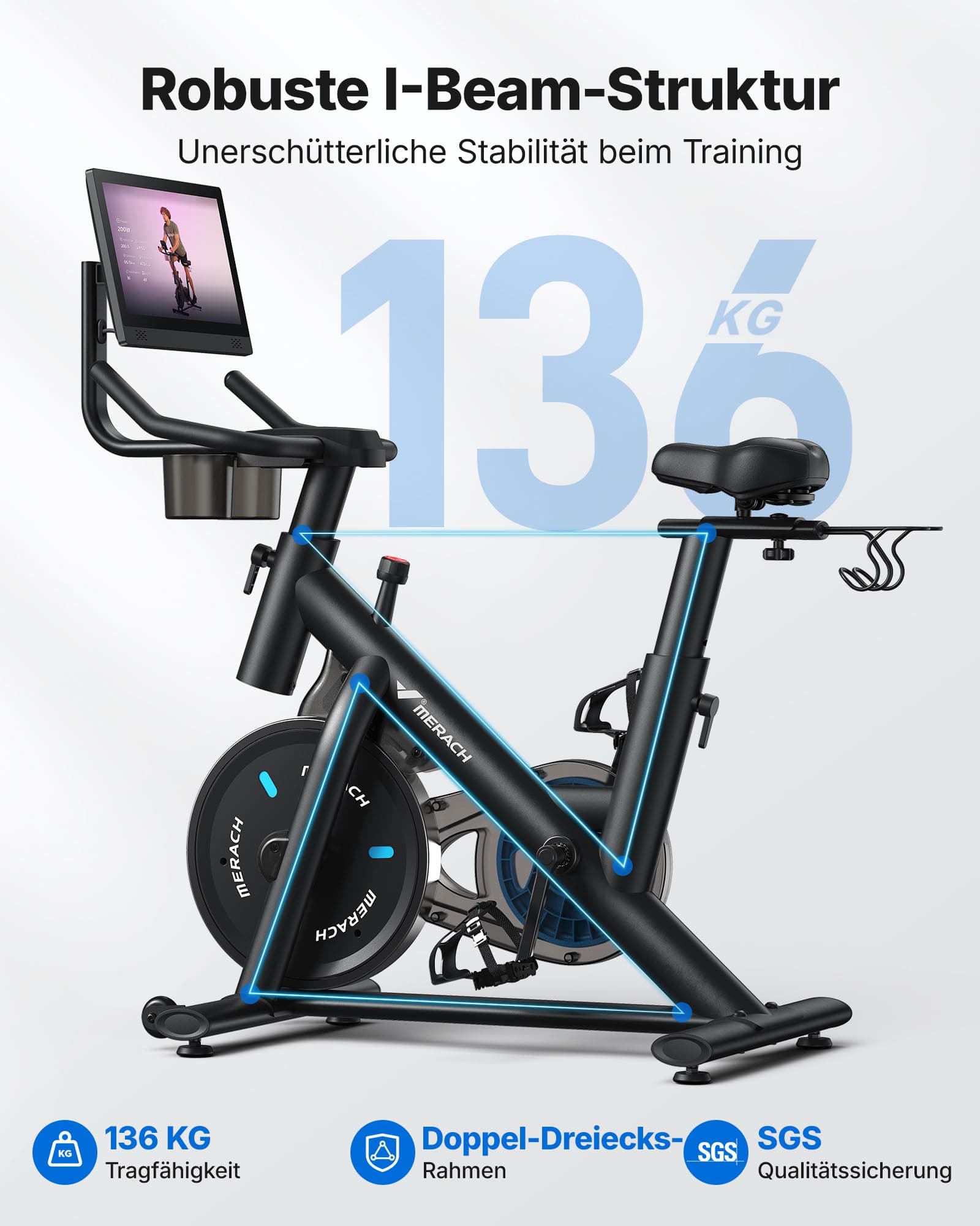 MERACH Heimtrainer Fahrrad mit 15,6" – Bild 6