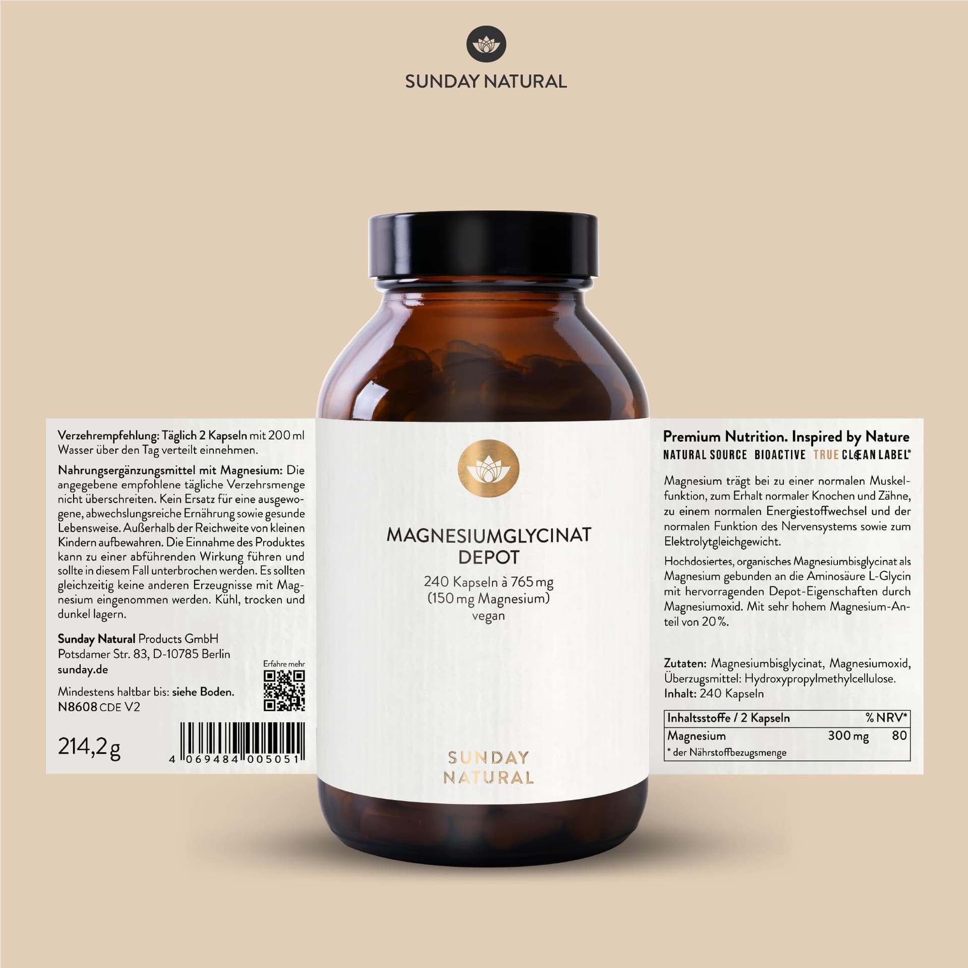 SUNDAY NATURAL® Magnesium Bisglycinat - 240 Kapseln – Bild 6