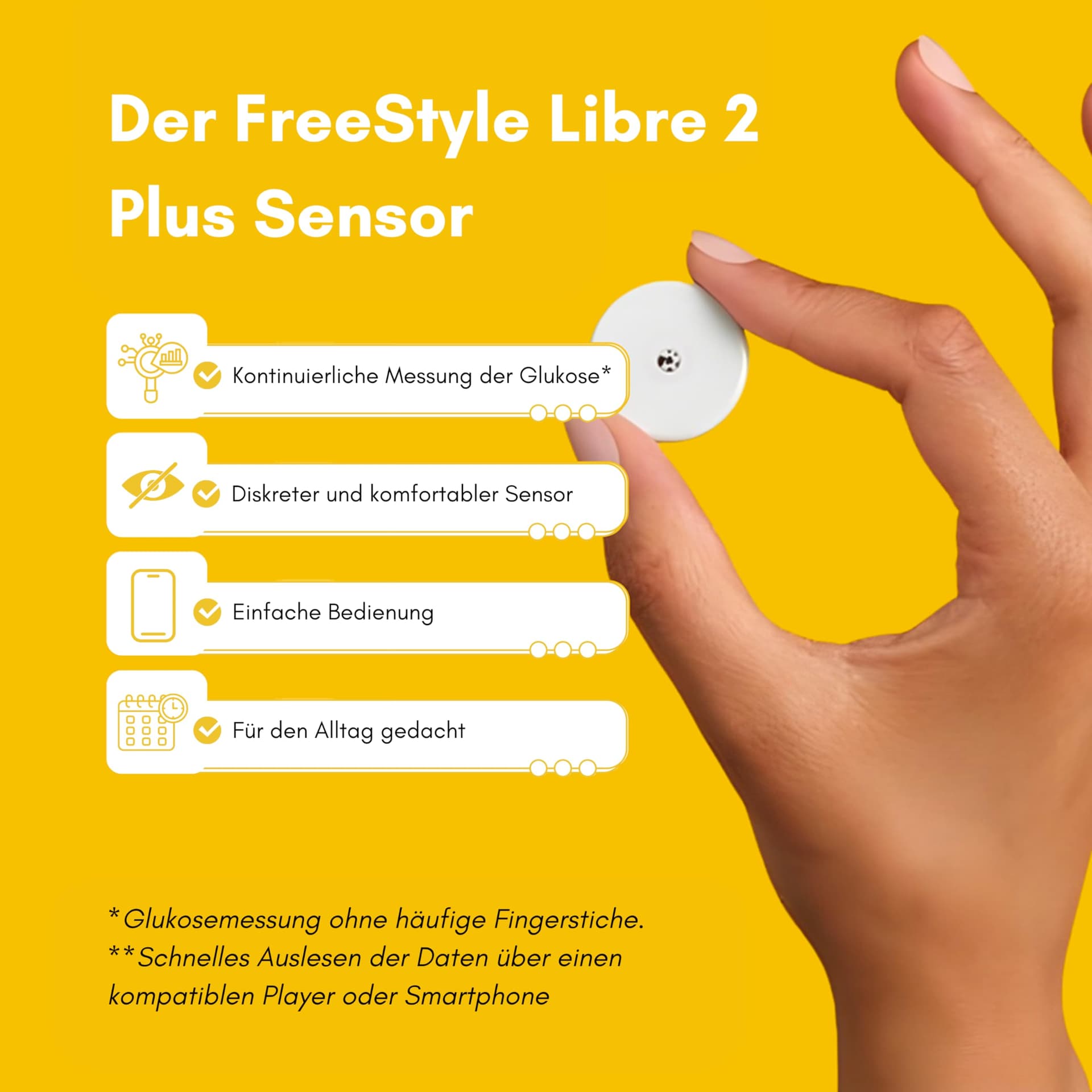 Abbott FreeStyle Libre 2 Glukosesensor, Blitzsystem zur Selbstüberwachung, 3 Stück – Bild 3