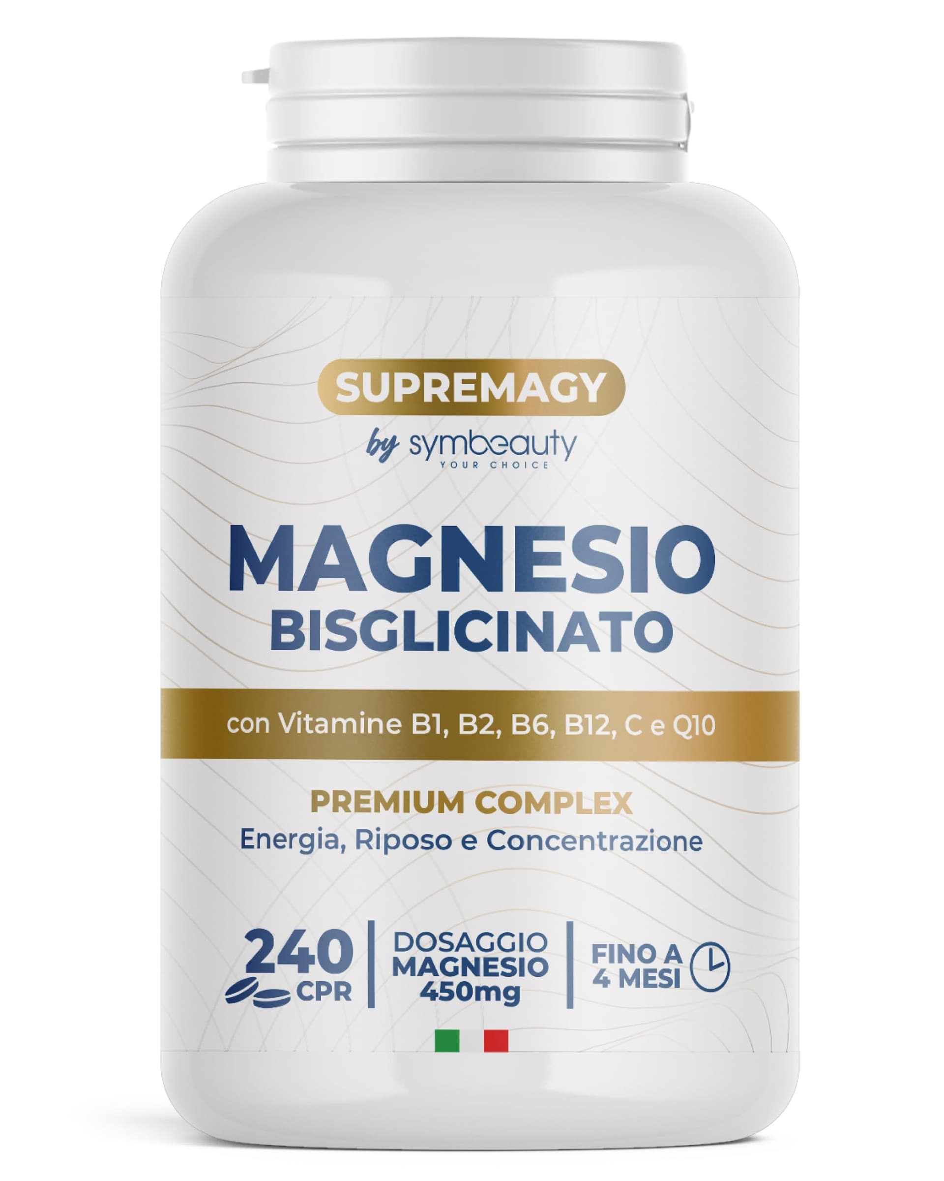 SYMBEAUTY SUPREMAGY MAGNESIO BISGLICINATO 450mg (Fornitura 4 Mesi)