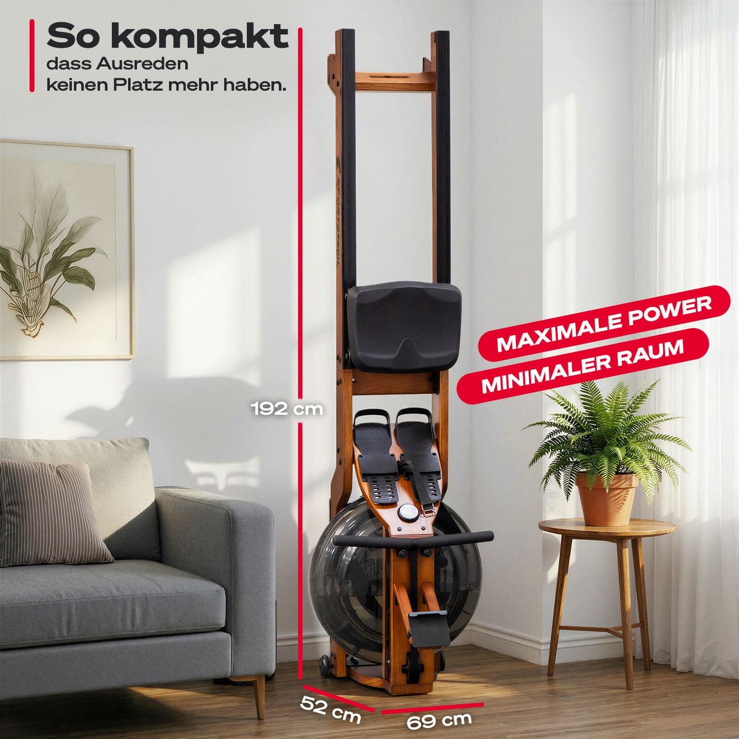 Sportstech Rudergerät für Zuhause mit Wasser- oder Magnetwiderstand, bis 150 kg – Bild 6