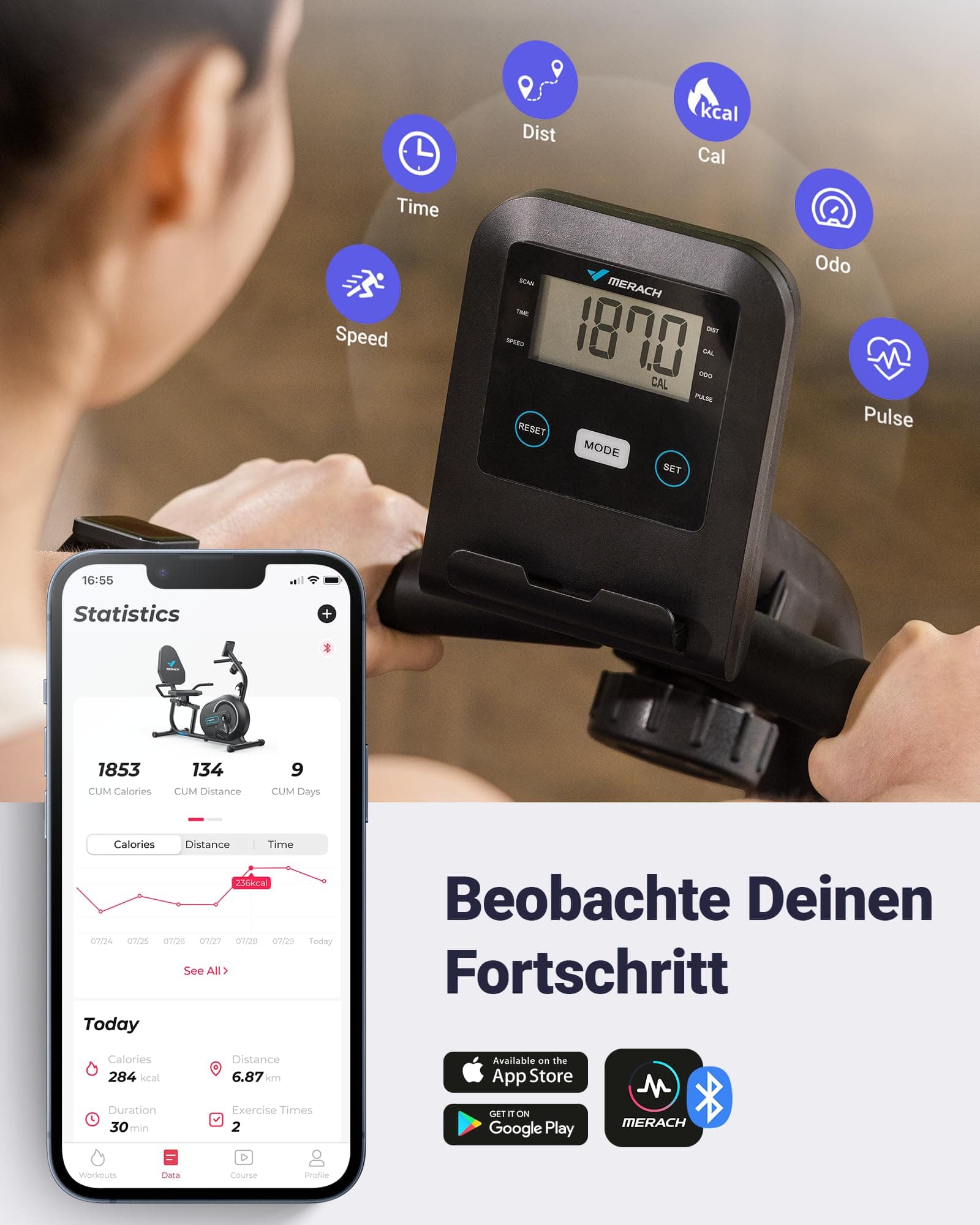 MERACH Liegeergometer für Zuhause mit 8 verstellbaren – Bild 6