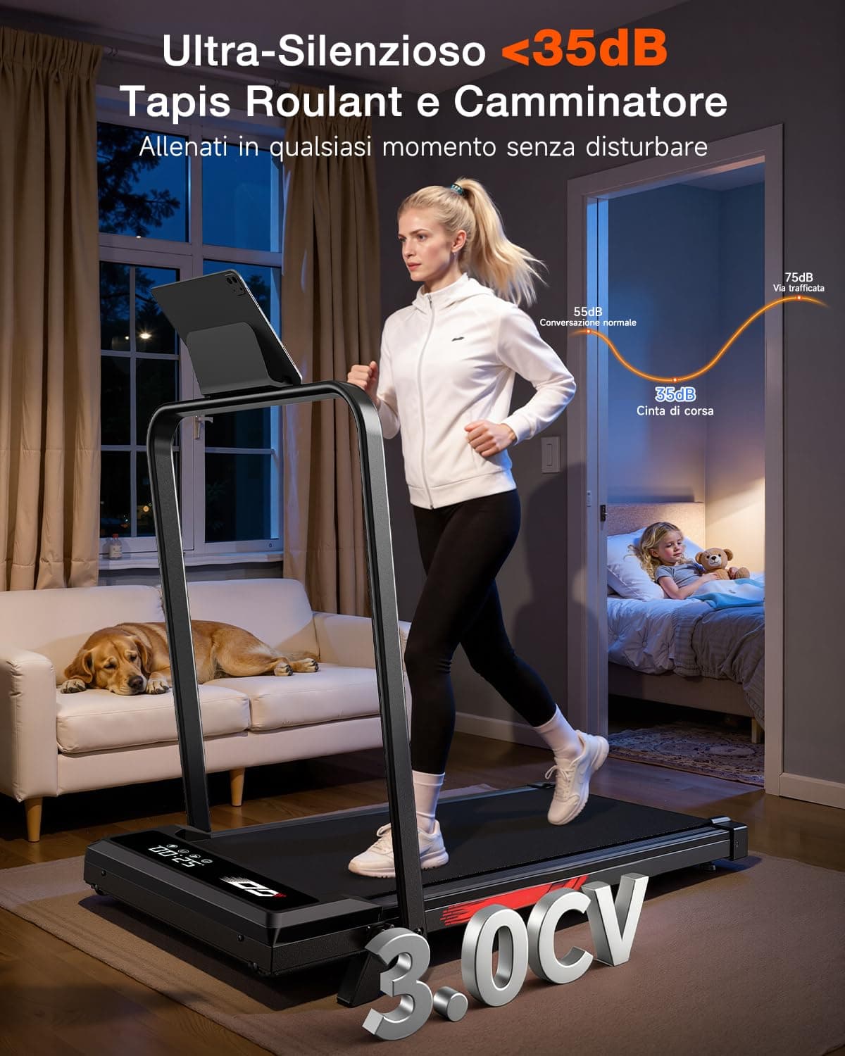 ApexPrime Sports Tapis Roulant Elettrico Pieghevole 3 in 1 con Inclinazione – Bild 7