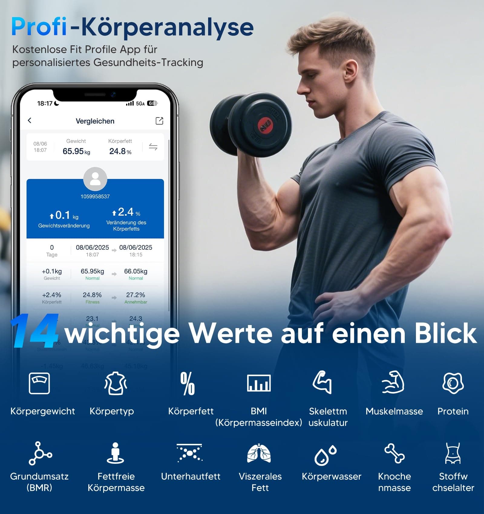 Global eFit GE Körperfettwaage Digital mit Großem Display – Bild 3
