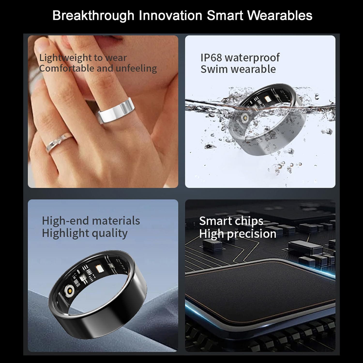 LONGLU Smart Ring voor Heren Vrouwen Fitness Tracker Ring – Bild 6