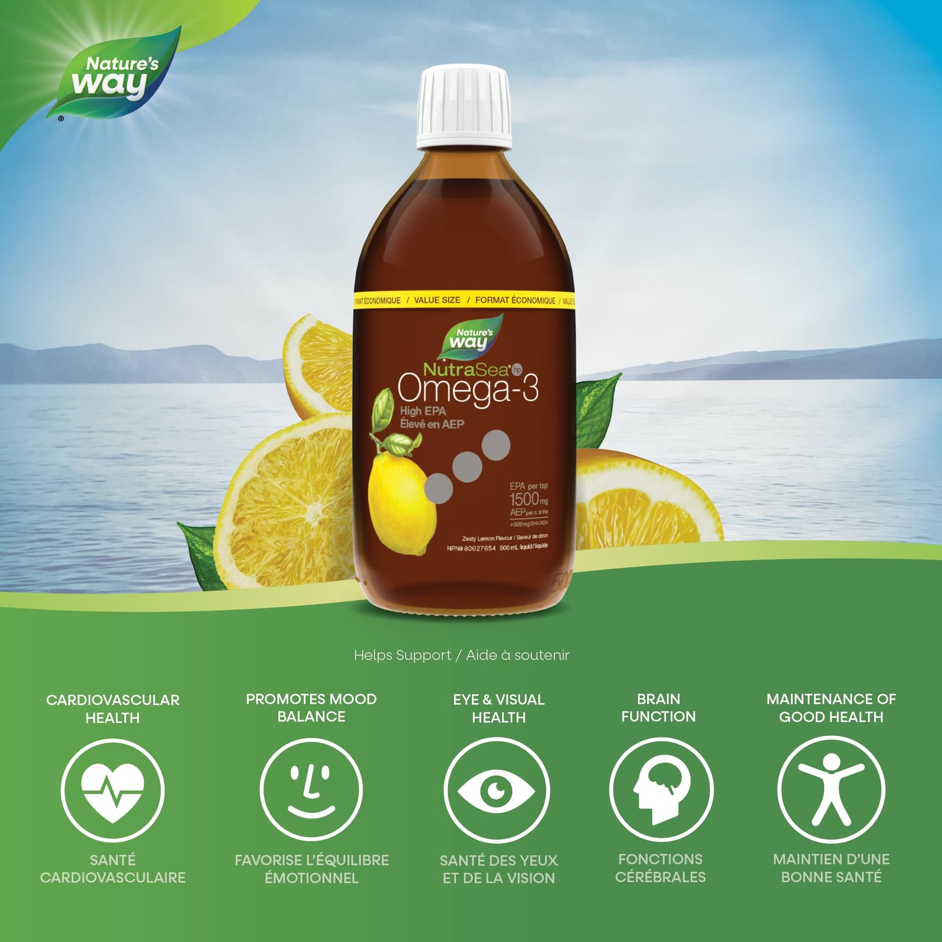 Nature's Way NutraSea HP Omega 3 High EPA Fish Oil Liquid – Bild 3