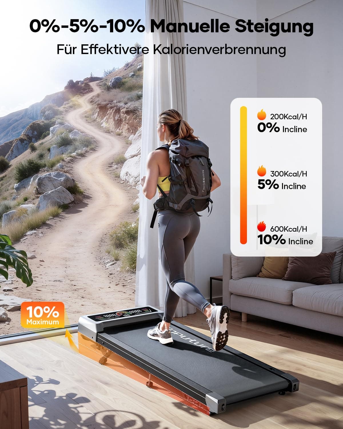 Toputure Laufband für Zuhause mit 10% Neigung – Bild 2