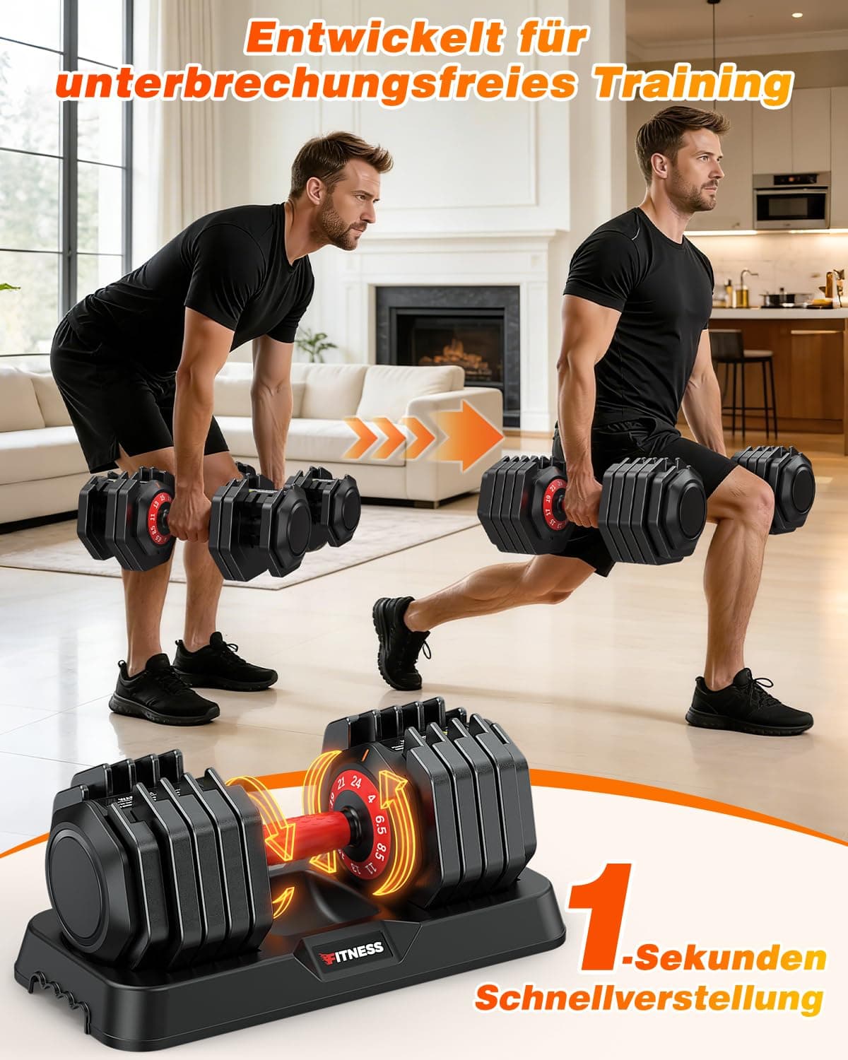 Rendpas Verstellbare Hanteln Set | 5 & 10 Gewichtsstufen | 2–24,5 KG – Bild 4