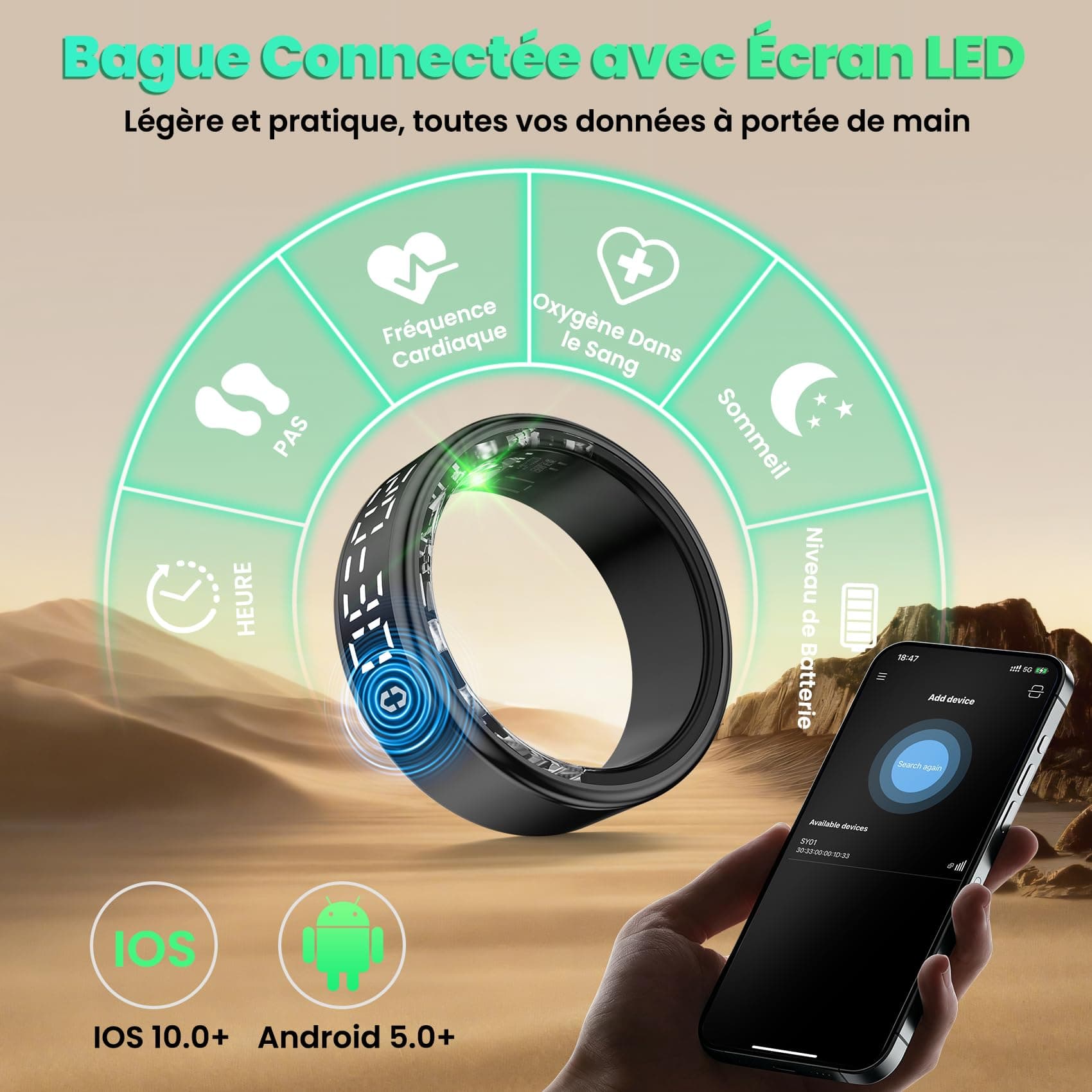 Gulemfy Bague Connectée Femme et Homme – Bild 2
